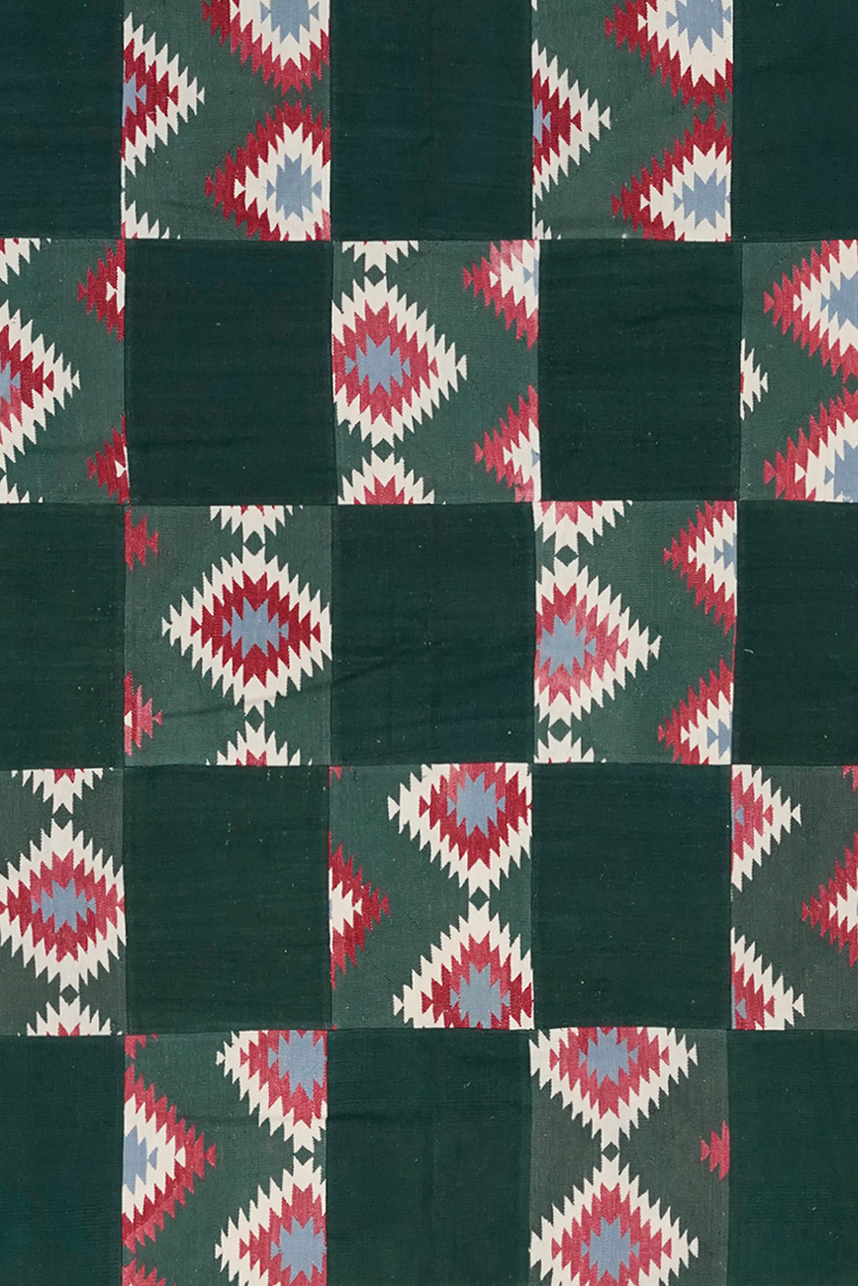 Black and Red Floral Medallion Patchwork Rug