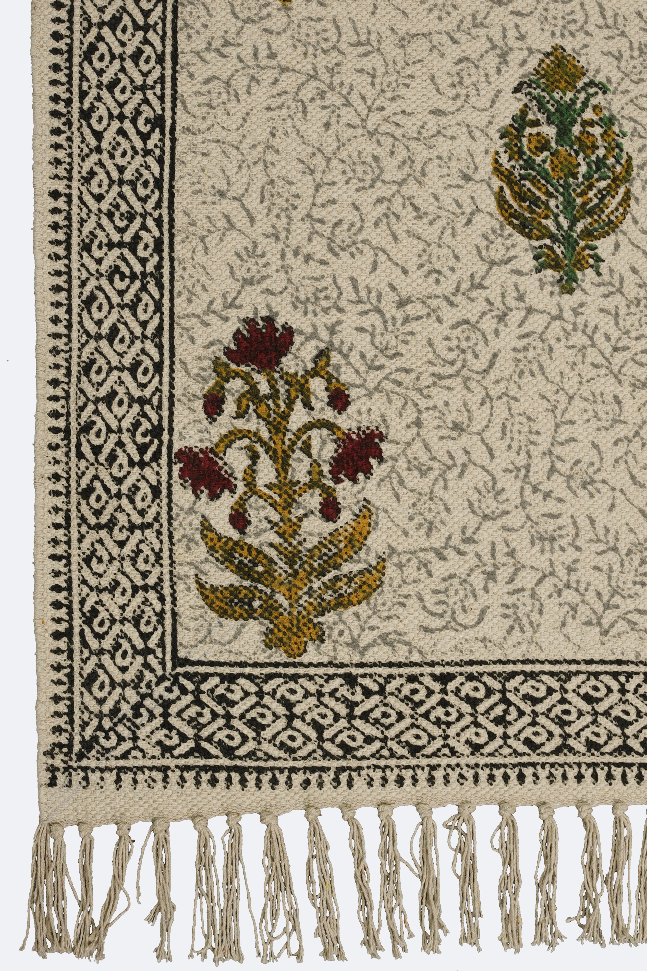 Mughal Tree Block Printed Cotton Rug