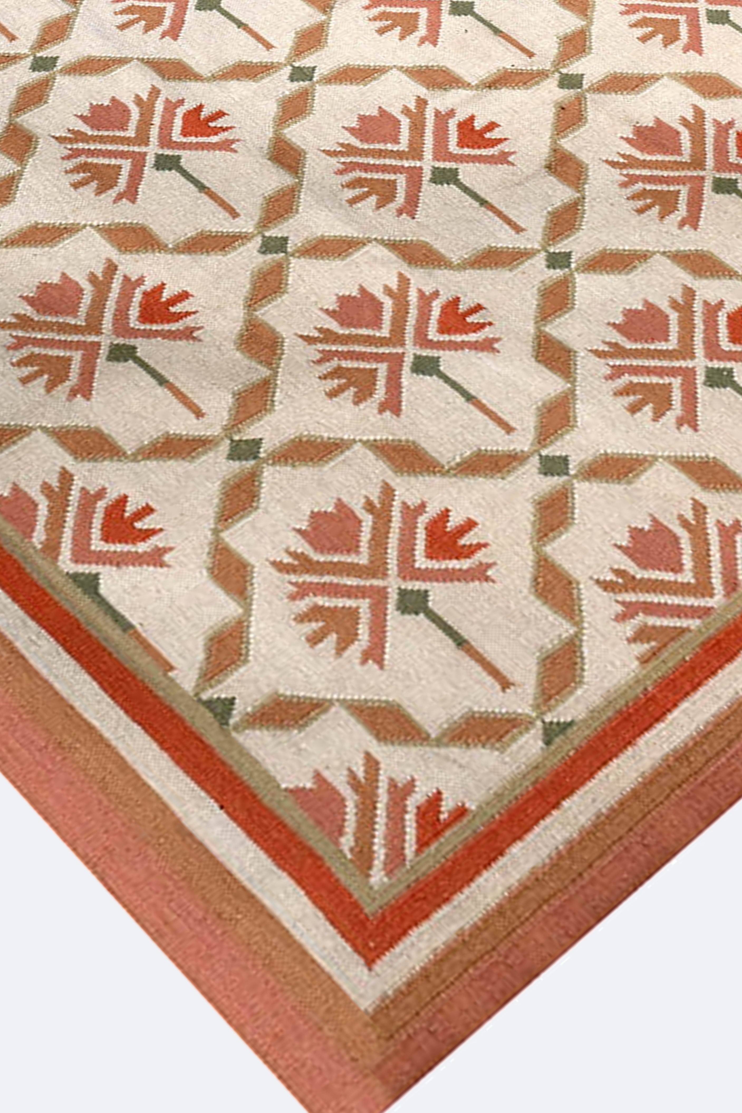 Geometric Floral Reversible Wool Rug