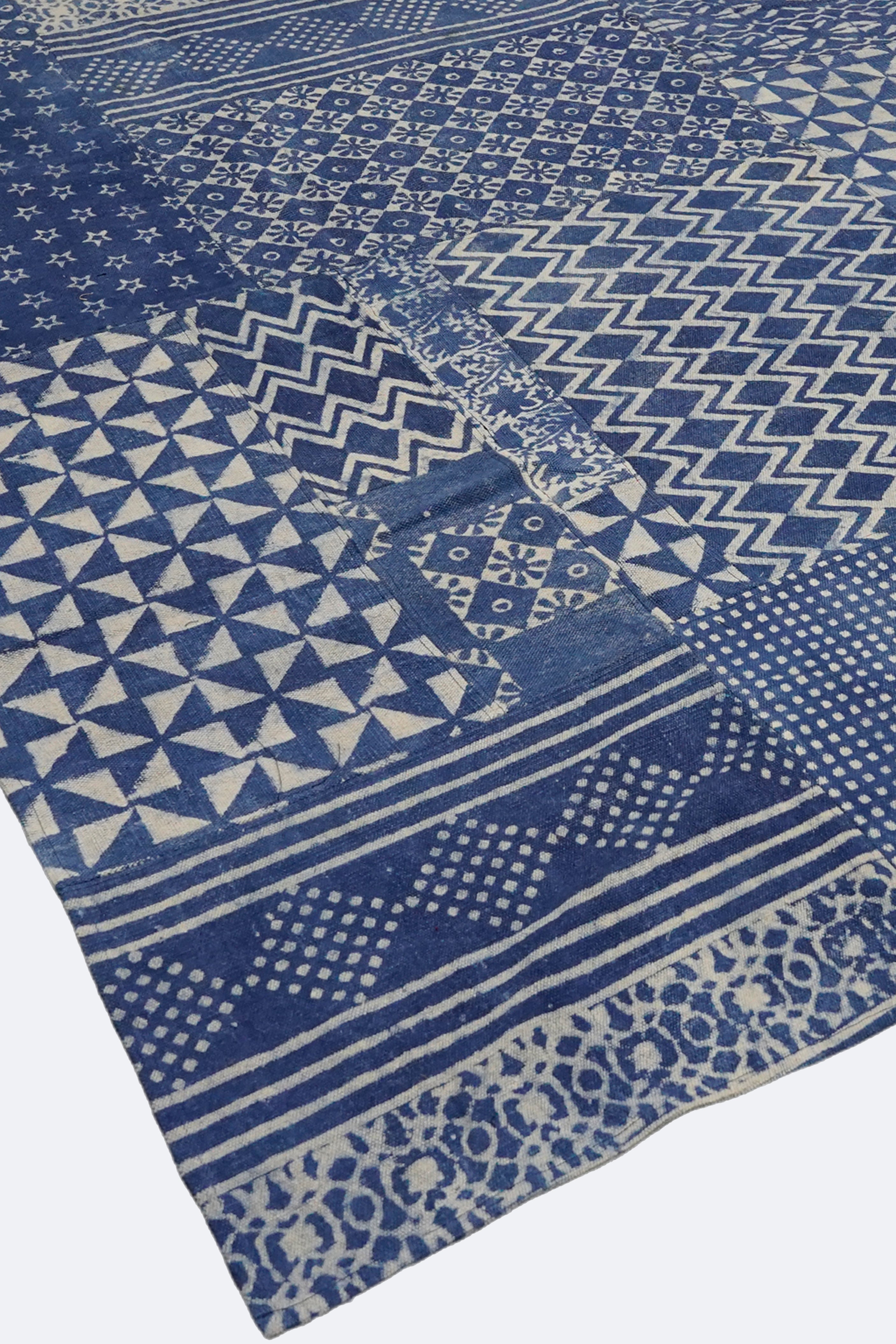 Lattice Handwoven Indigo Patchwork Rug