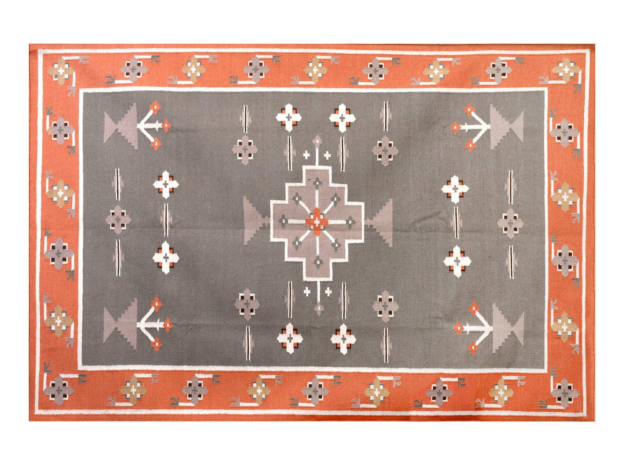 Handwoven Wool Rug – Large Gul Medallion with Terracotta Border