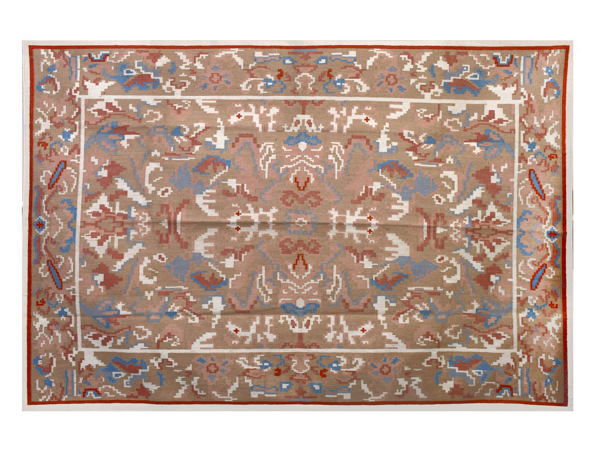 hand woven Floral rug in Brown Base and Wool