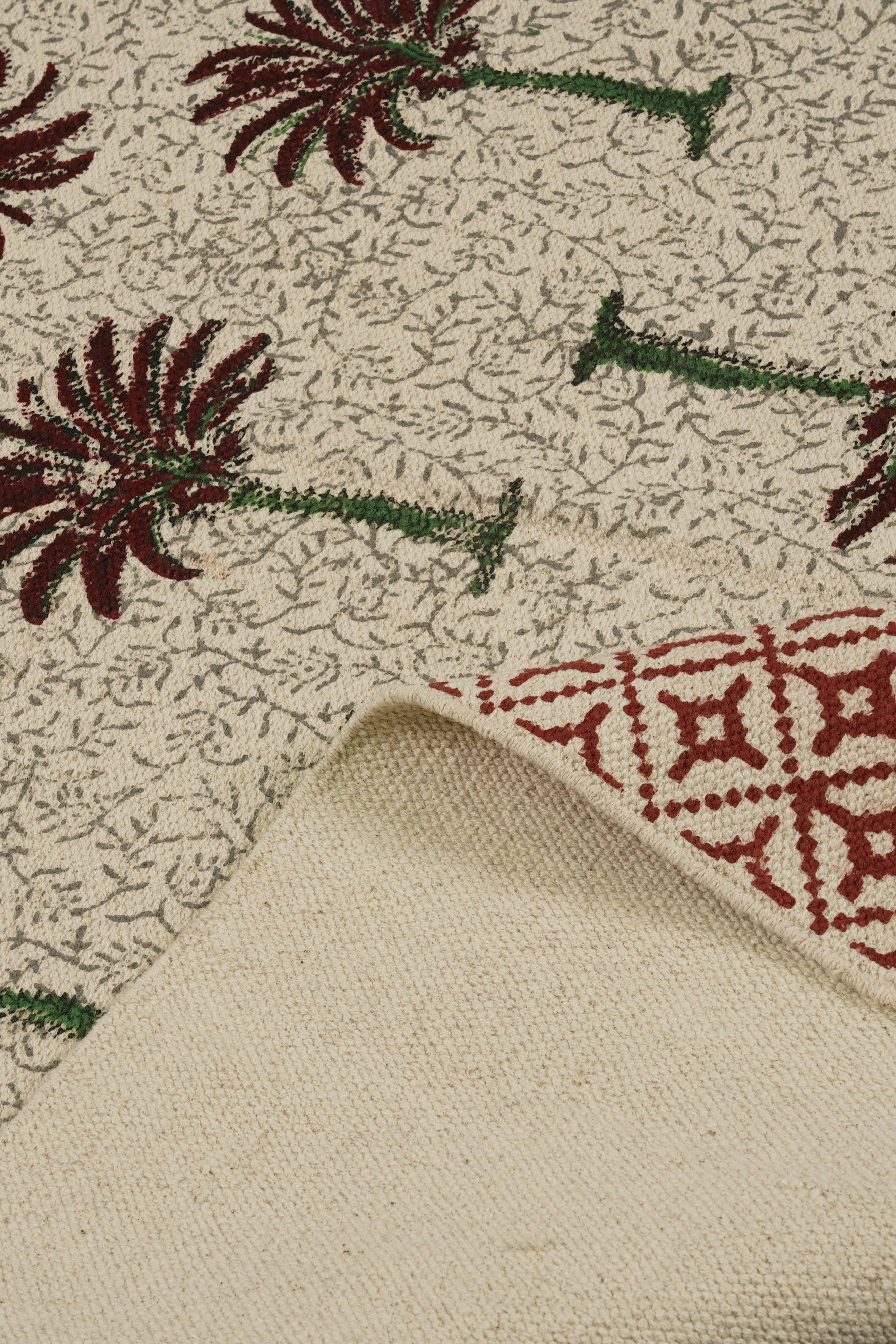 Terracotta Palm Block Printed Rug
