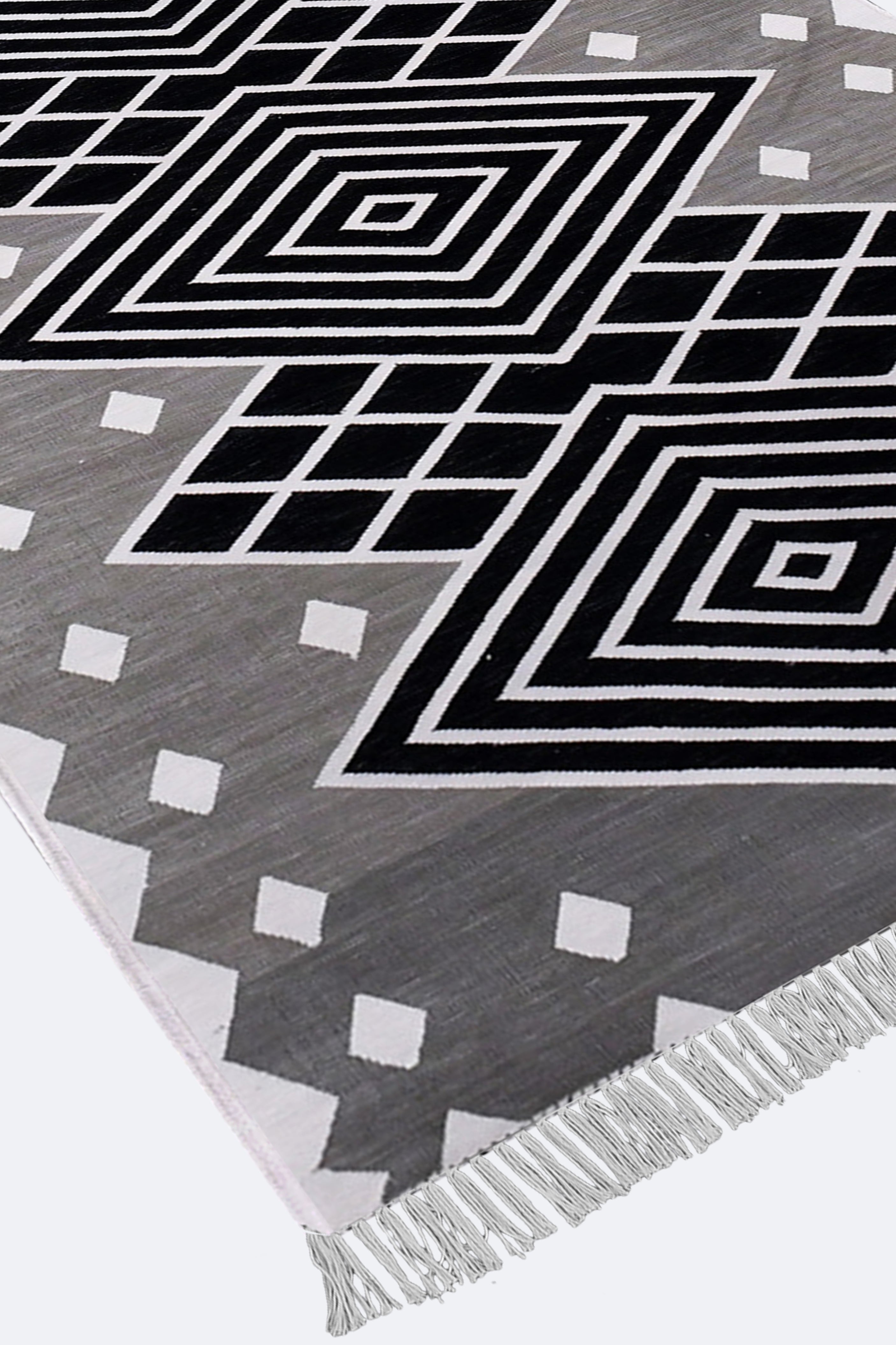 Monochrome Diamond Handwoven Cotton Runner