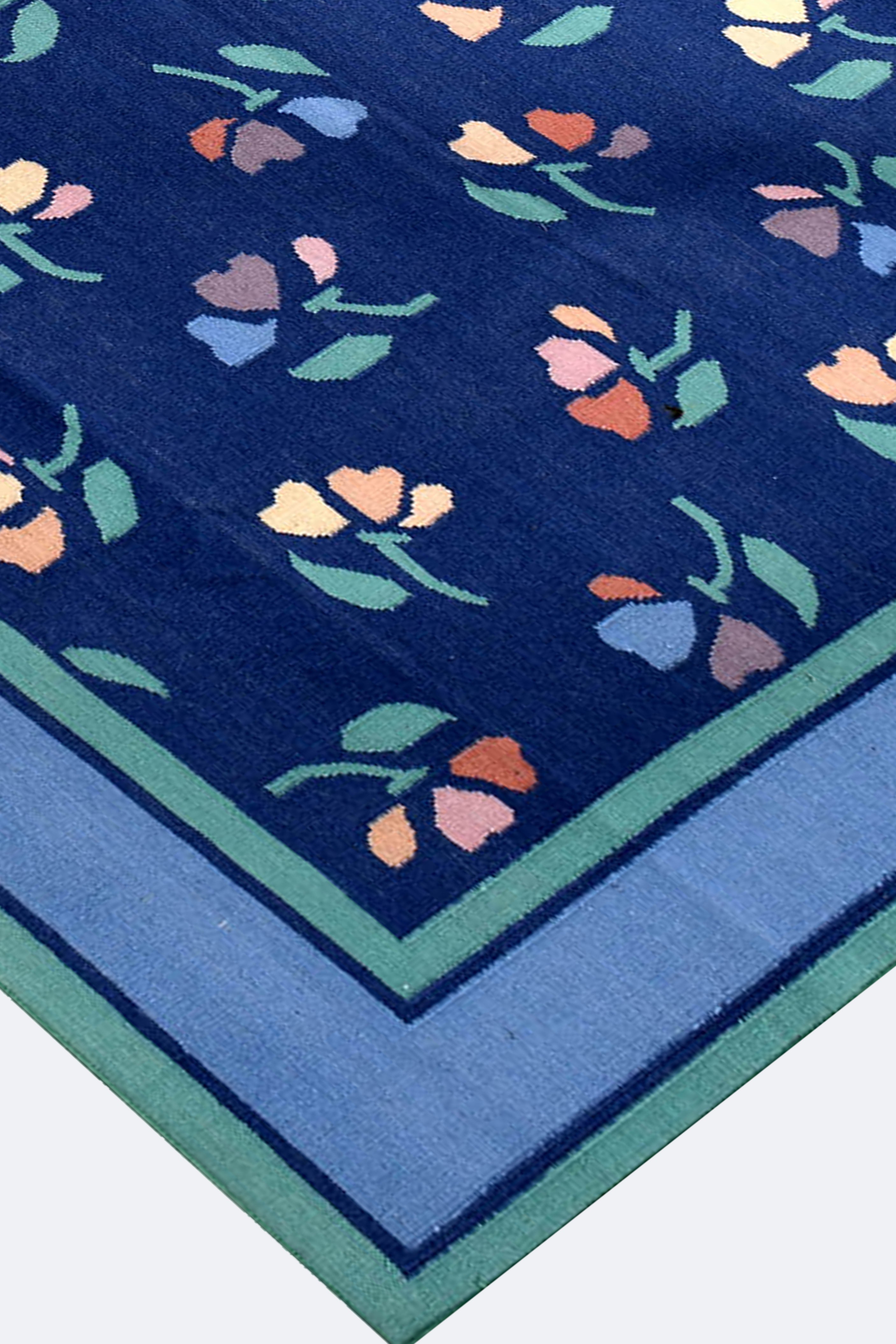 Midnight Bloom Handwoven Reversible Wool Rug