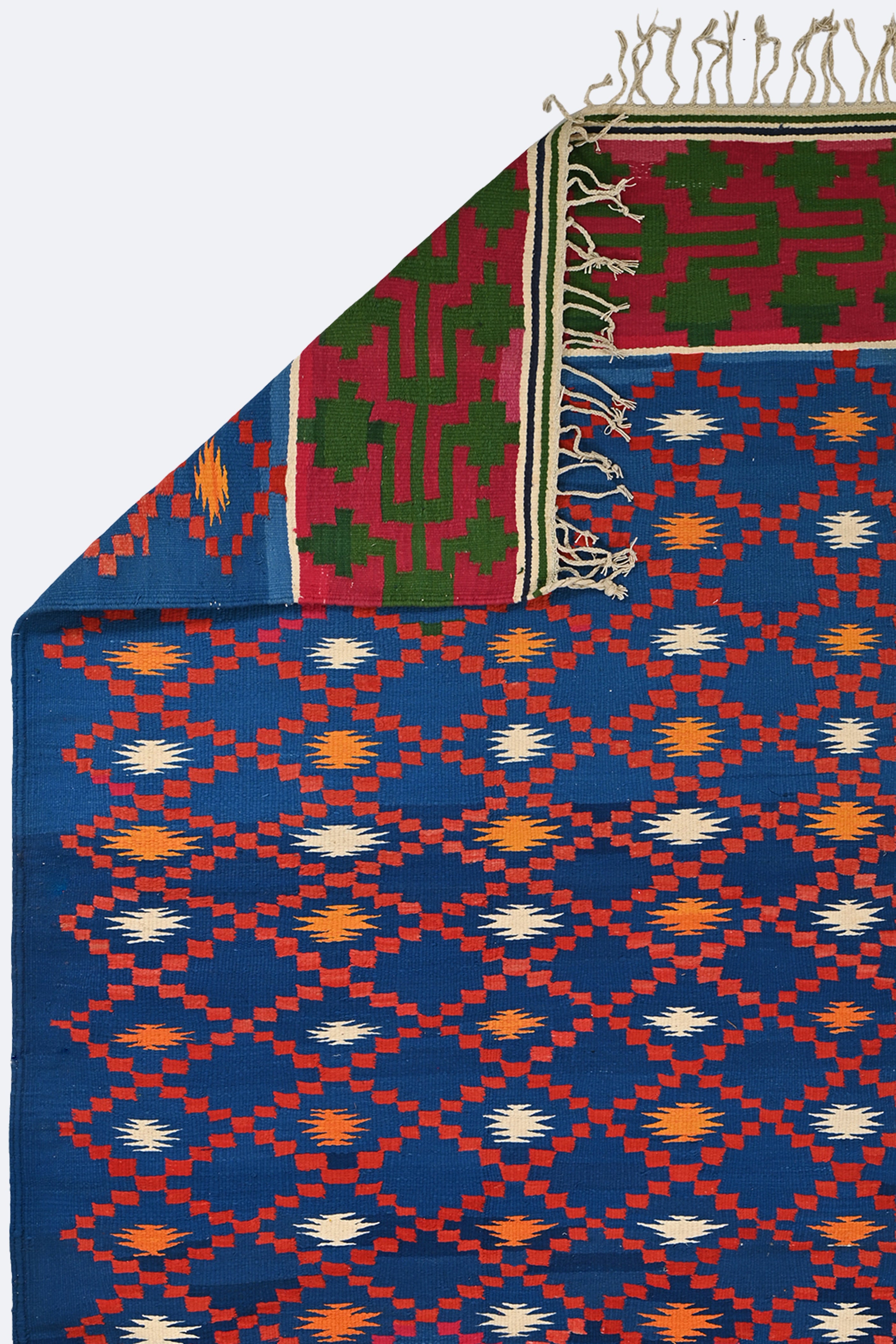 Blue Reversible Handmade Punjabi Dhurrie