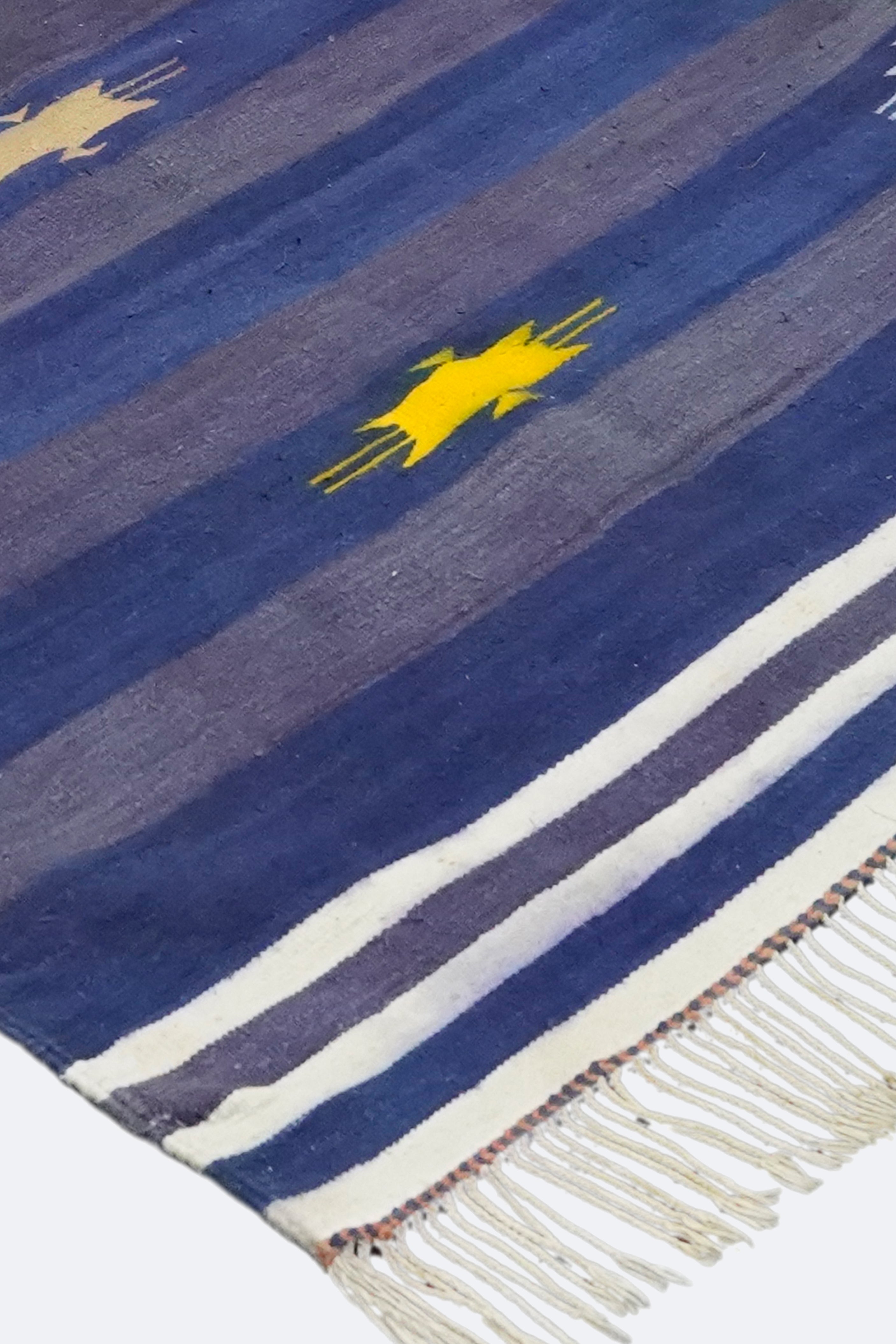 Blue Striped Punjabi Dhurrie