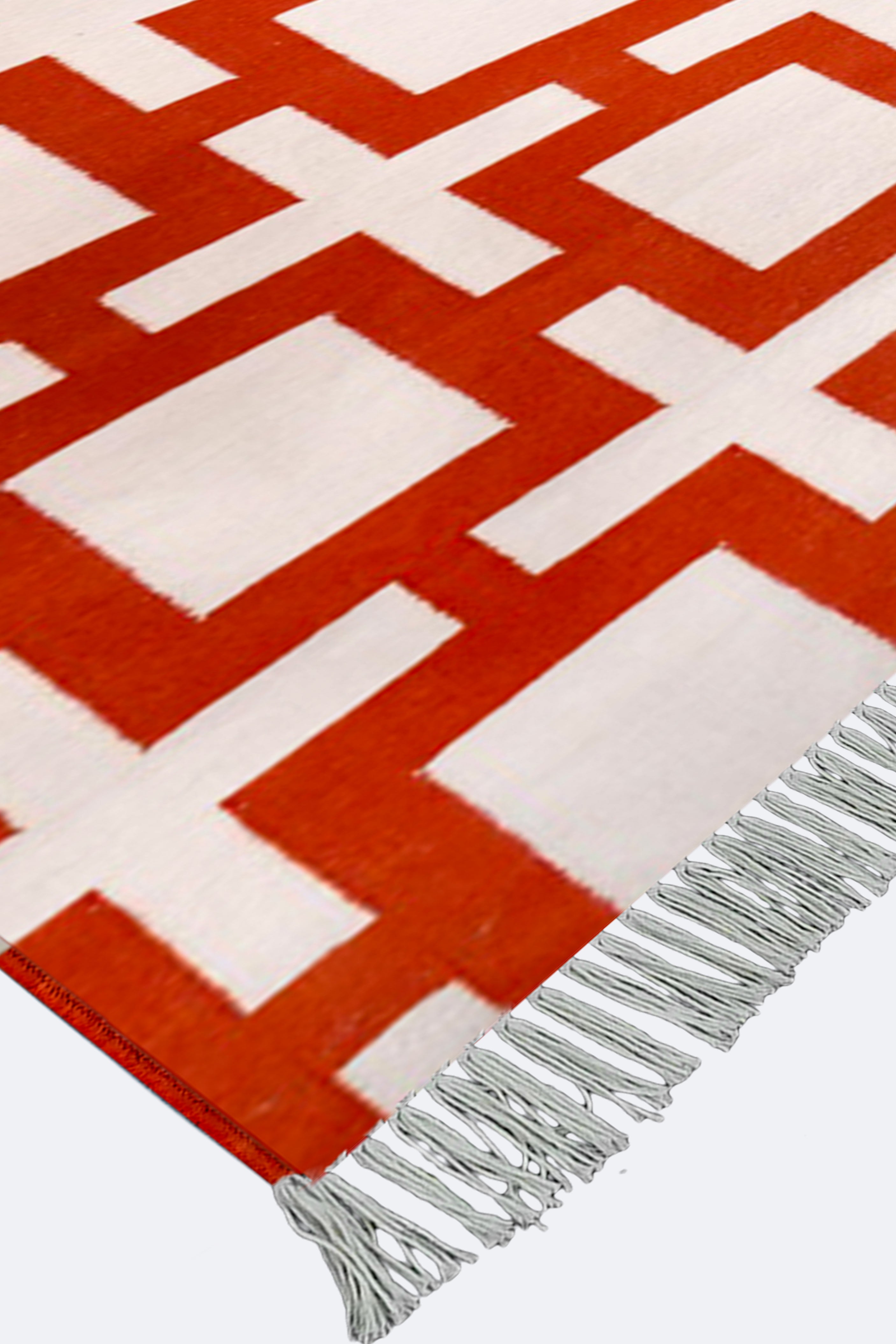 Rust Grid Handwoven Cotton Runner