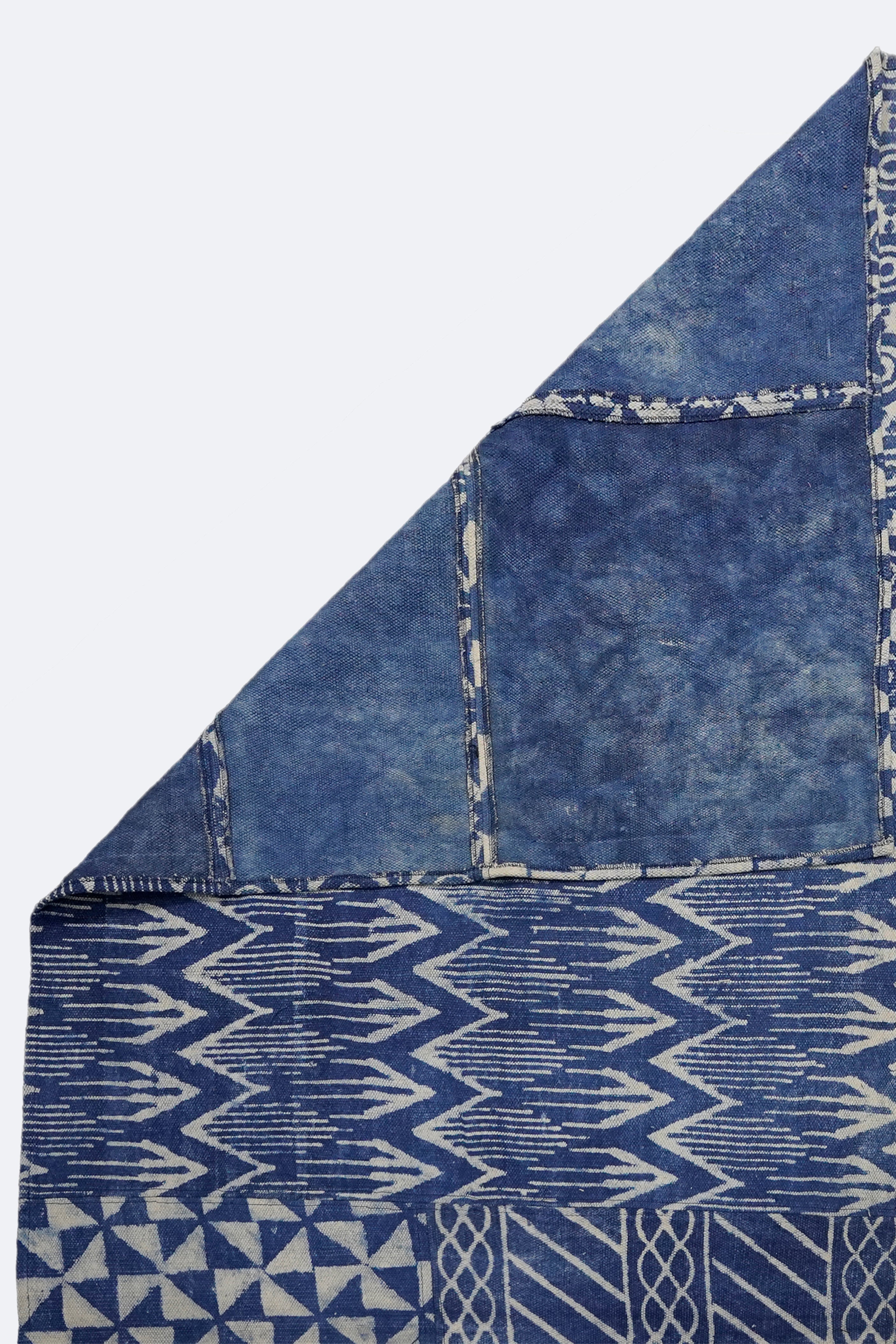 Indigo Block Print Patchwork Rug