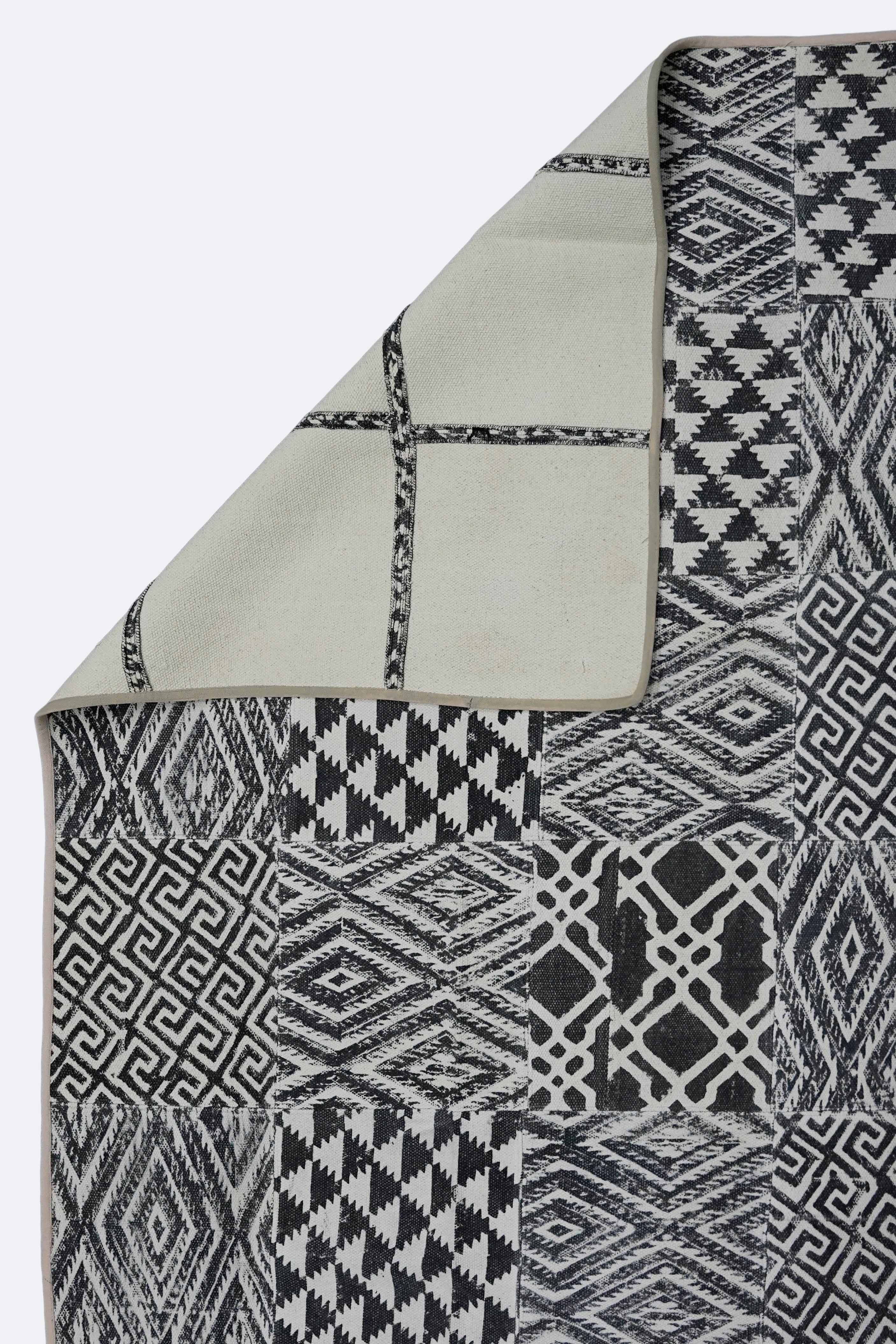 Contemporary Geometric Patchwork Rug