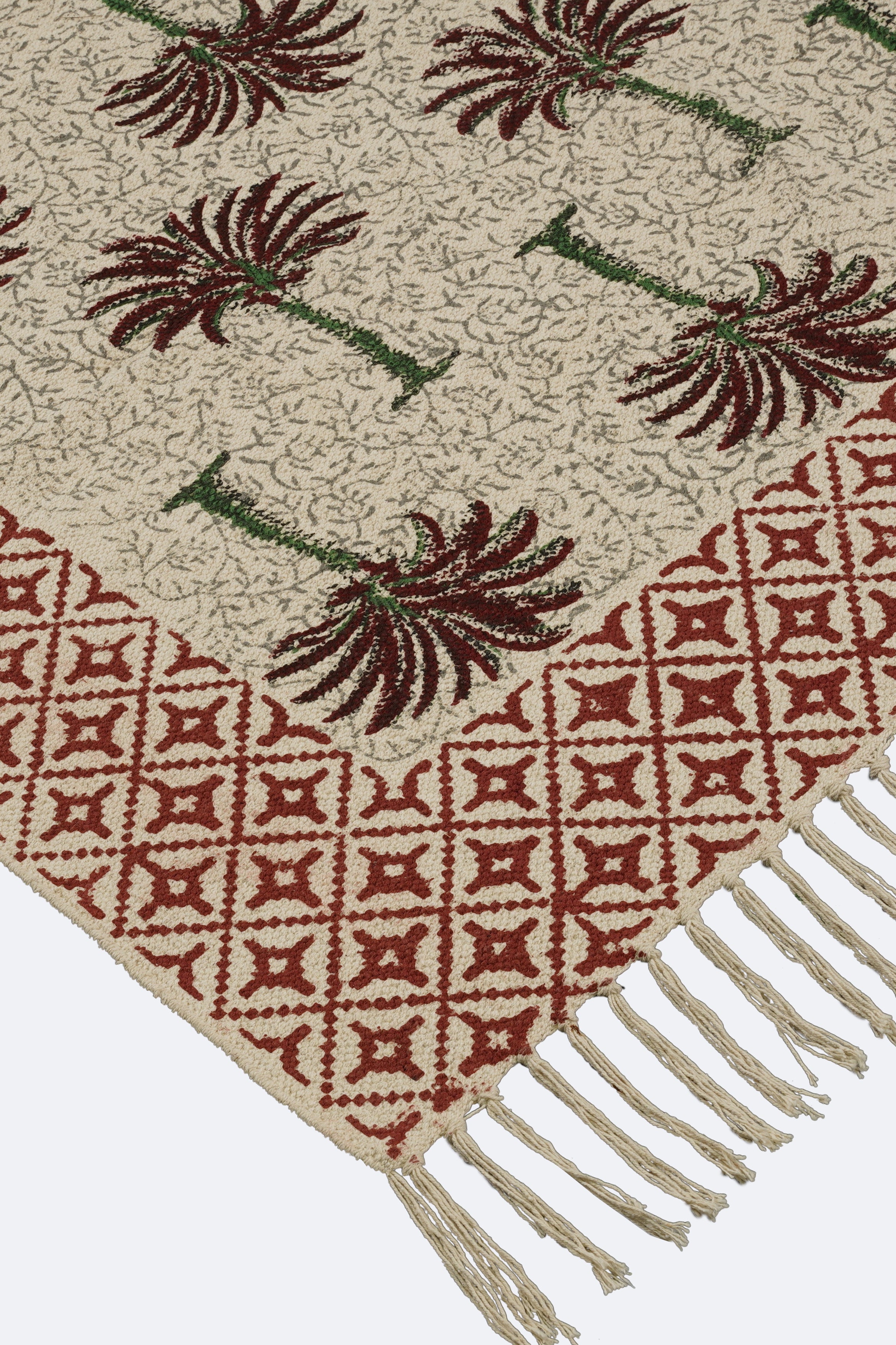 Terracotta Palm Block Printed Rug
