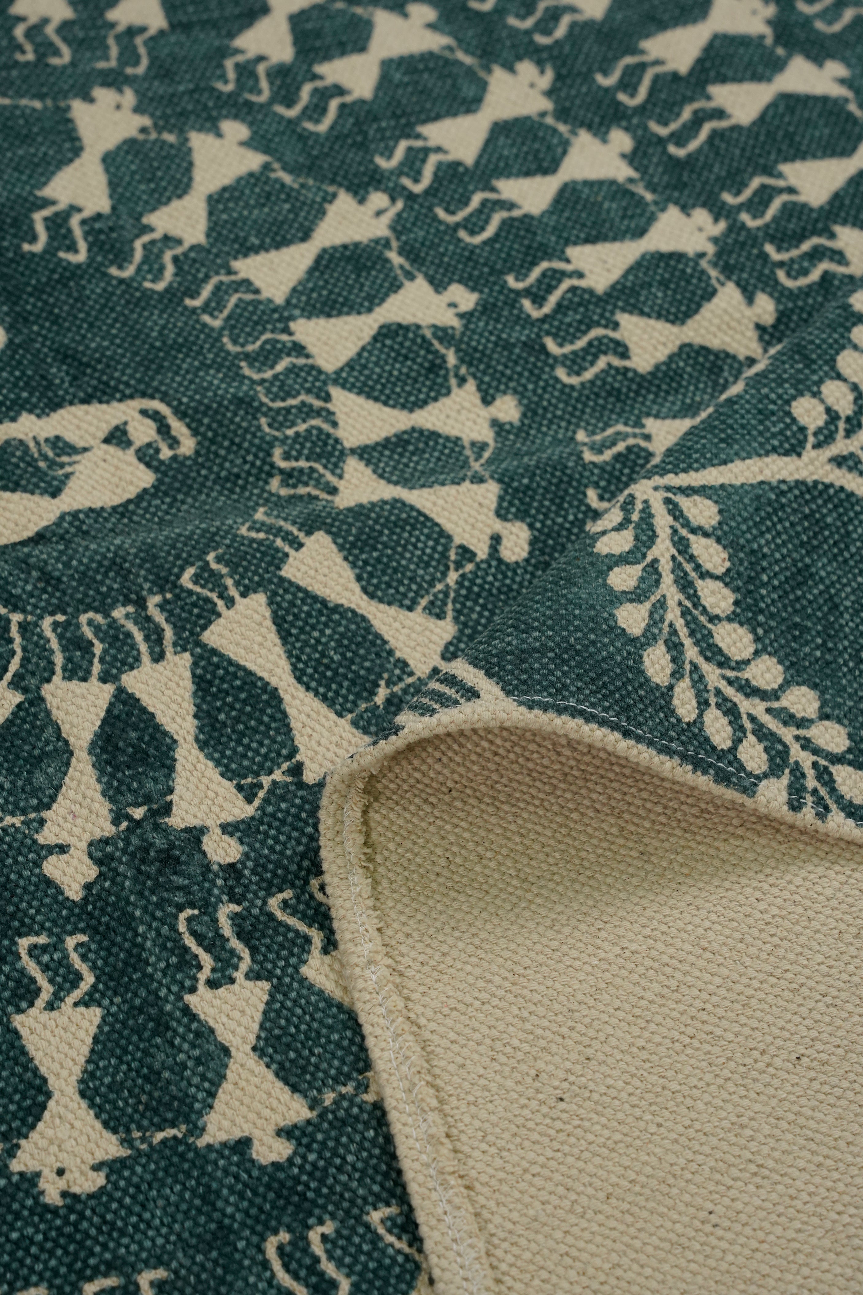 Tribal Circle Screen Printed Rug – Blue