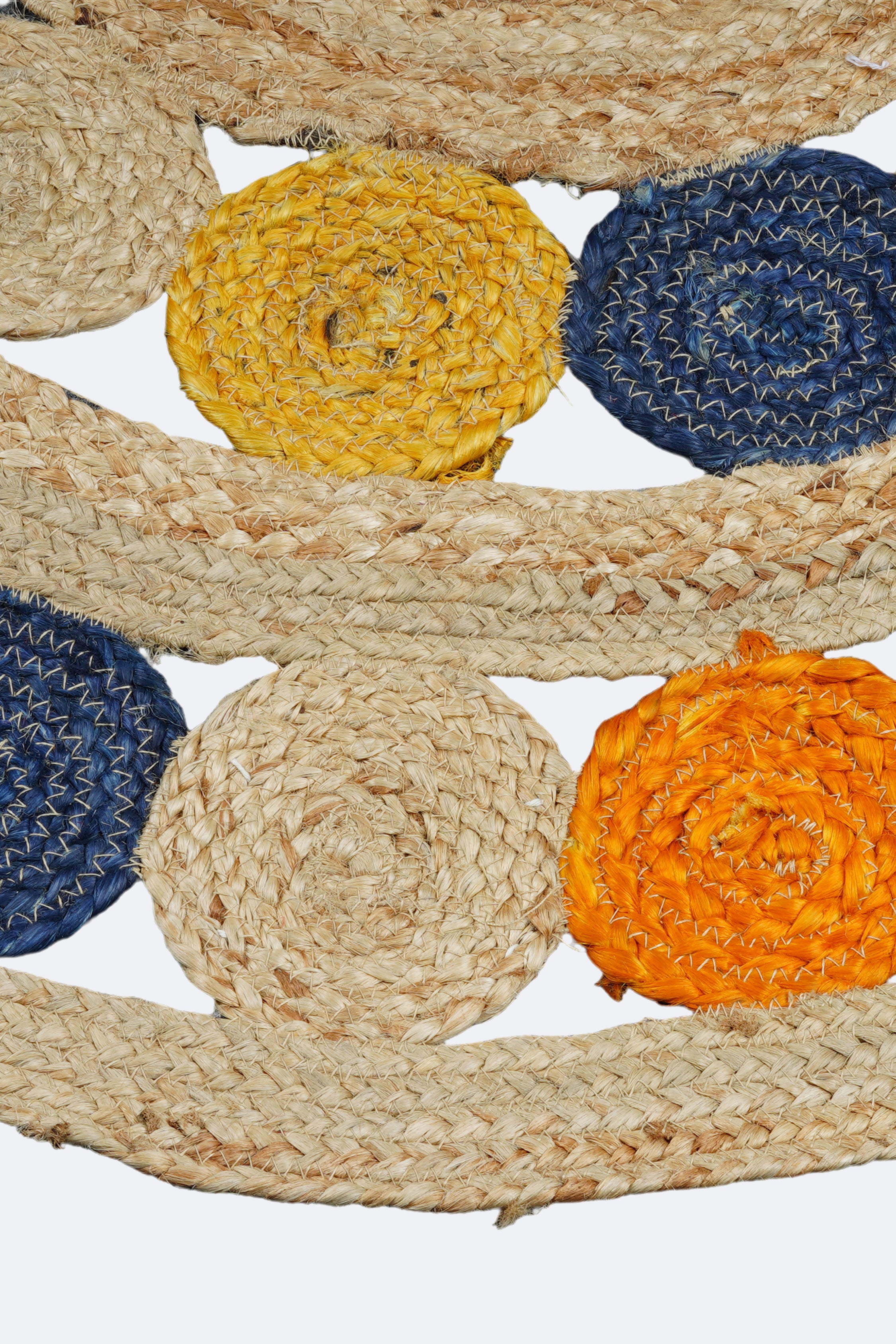Multicolour Jute Circle Rug with Open Weave Design