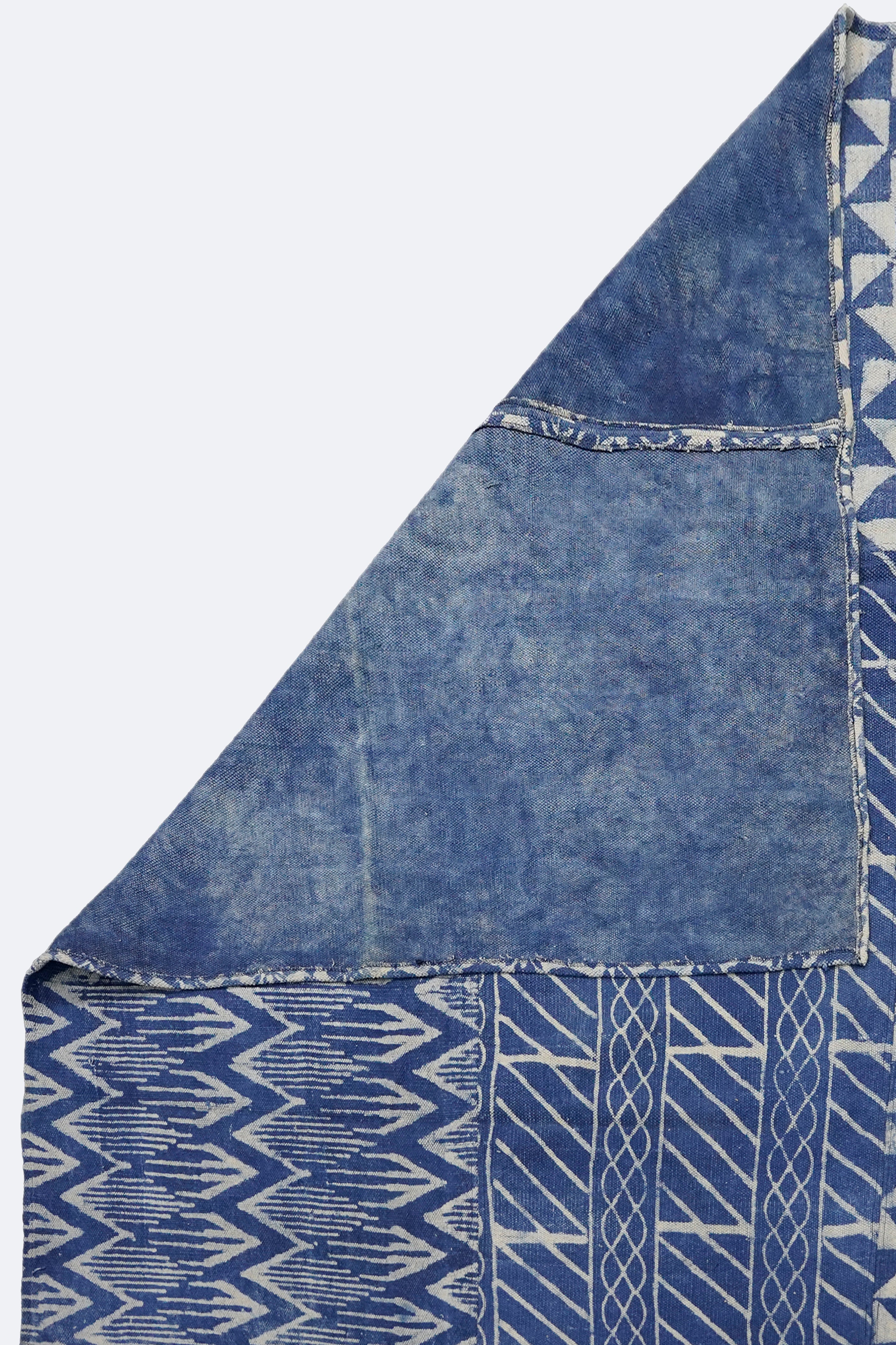 Indigo Geometry Patchwork Rug