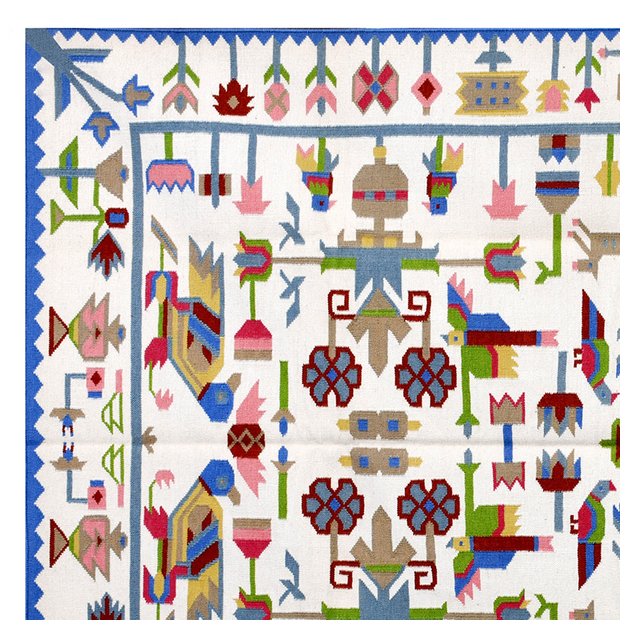 Handwoven Wool Rug – Safari Pictorial Dhurrie in Multicolor