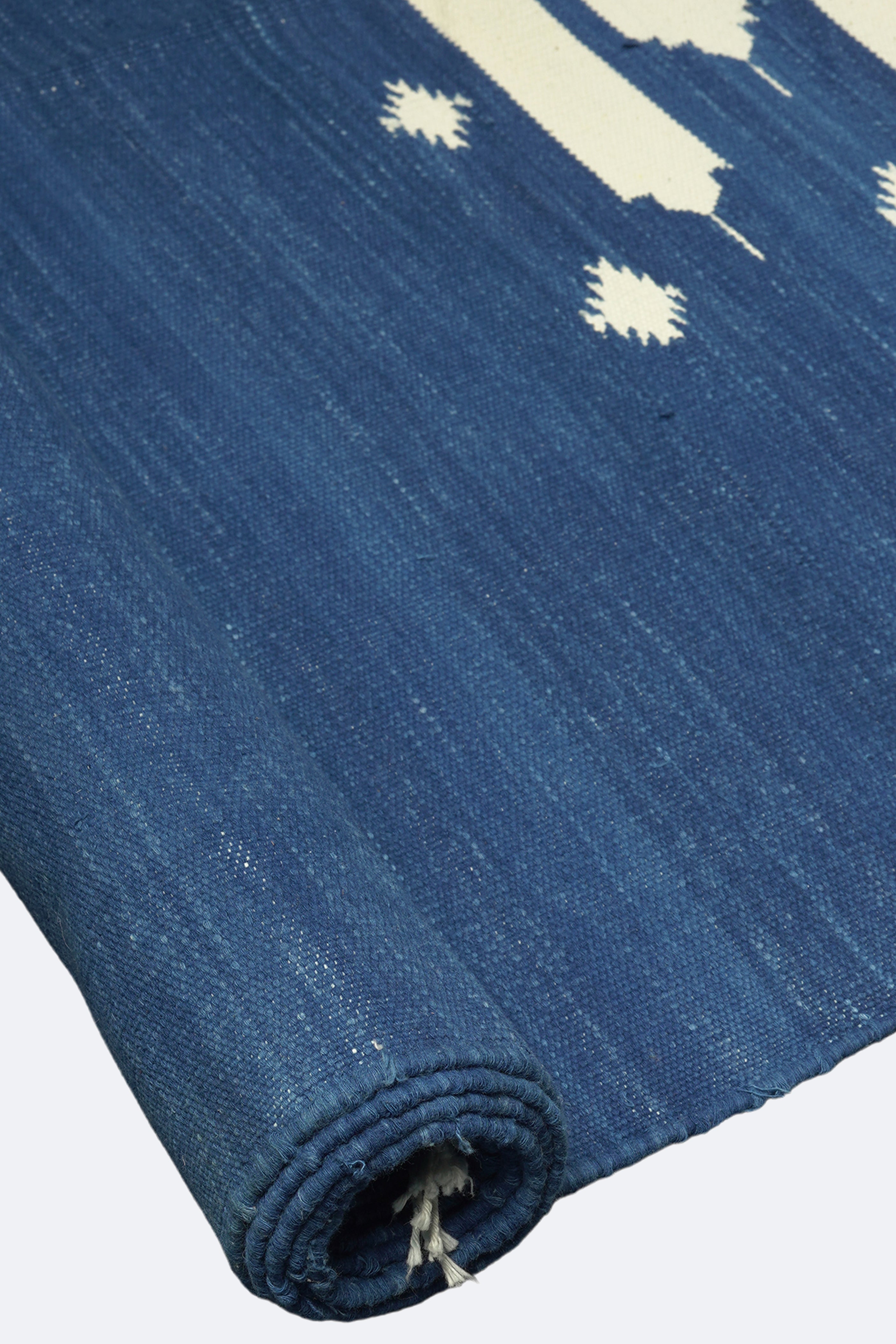 Indigo Geometric Handwoven Reversible Cotton Rug