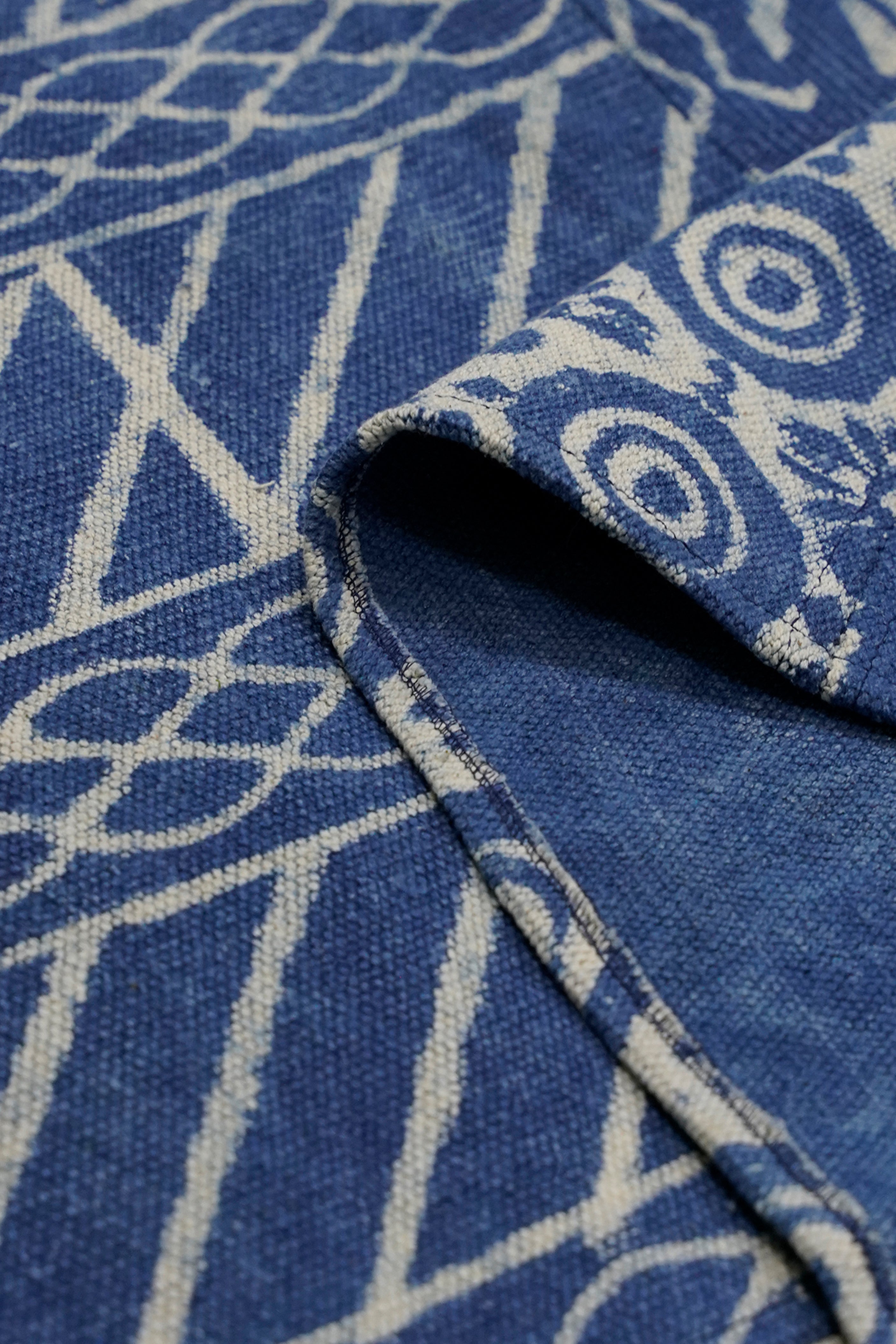 Indigo Block Print Patchwork Rug