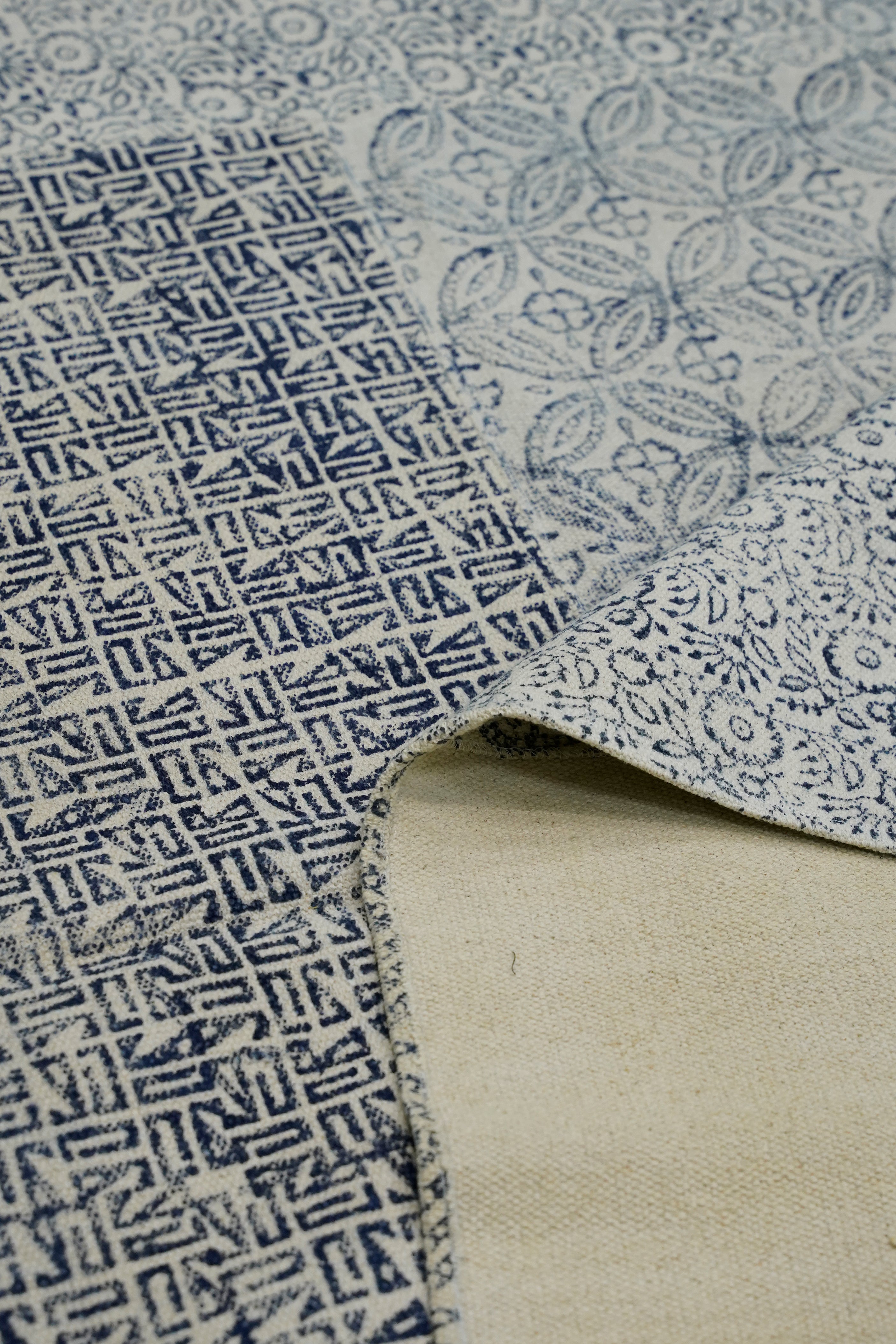 Indigo Mosaic Handmade Cotton Patchwork Rug