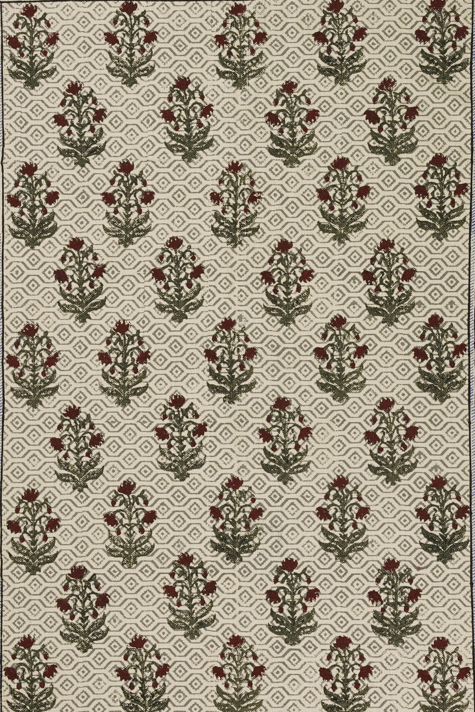 Black Border Mughal Boota printed Rug