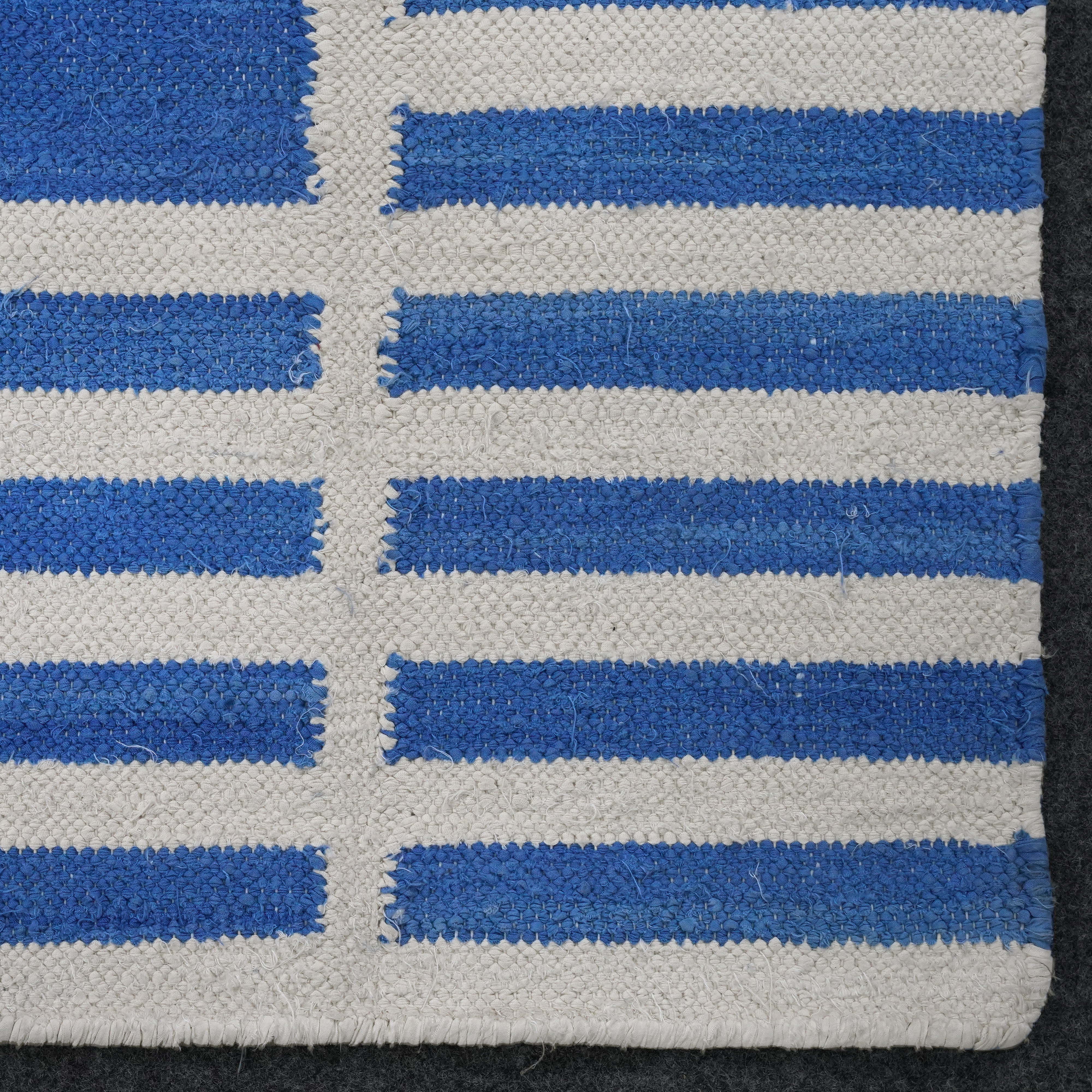 Handwoven Checkbox Rug for home in Cobalt Blue
