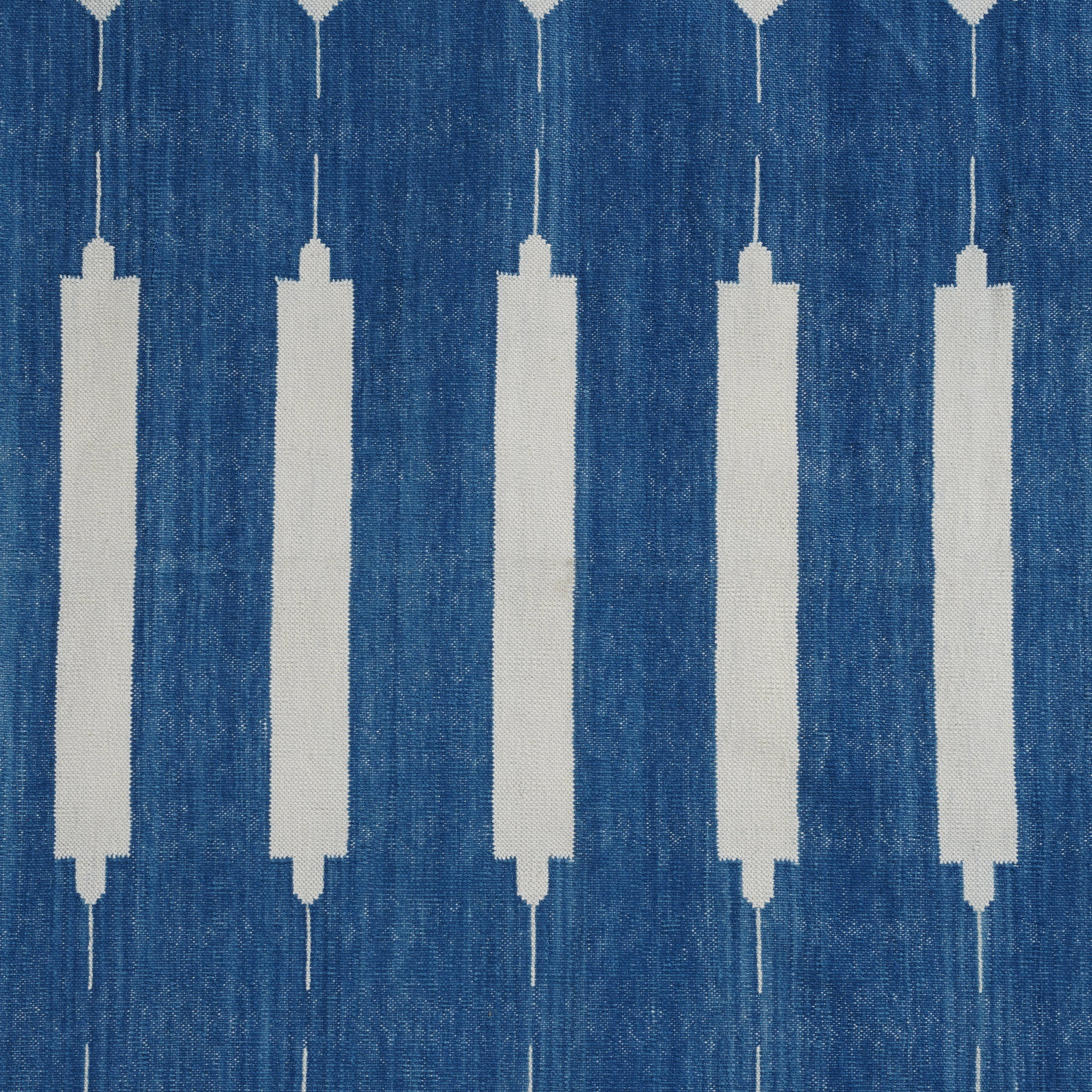 Bow and arrow collection Handwoven Stripped Dhurrie – Cotton in Indigo blue