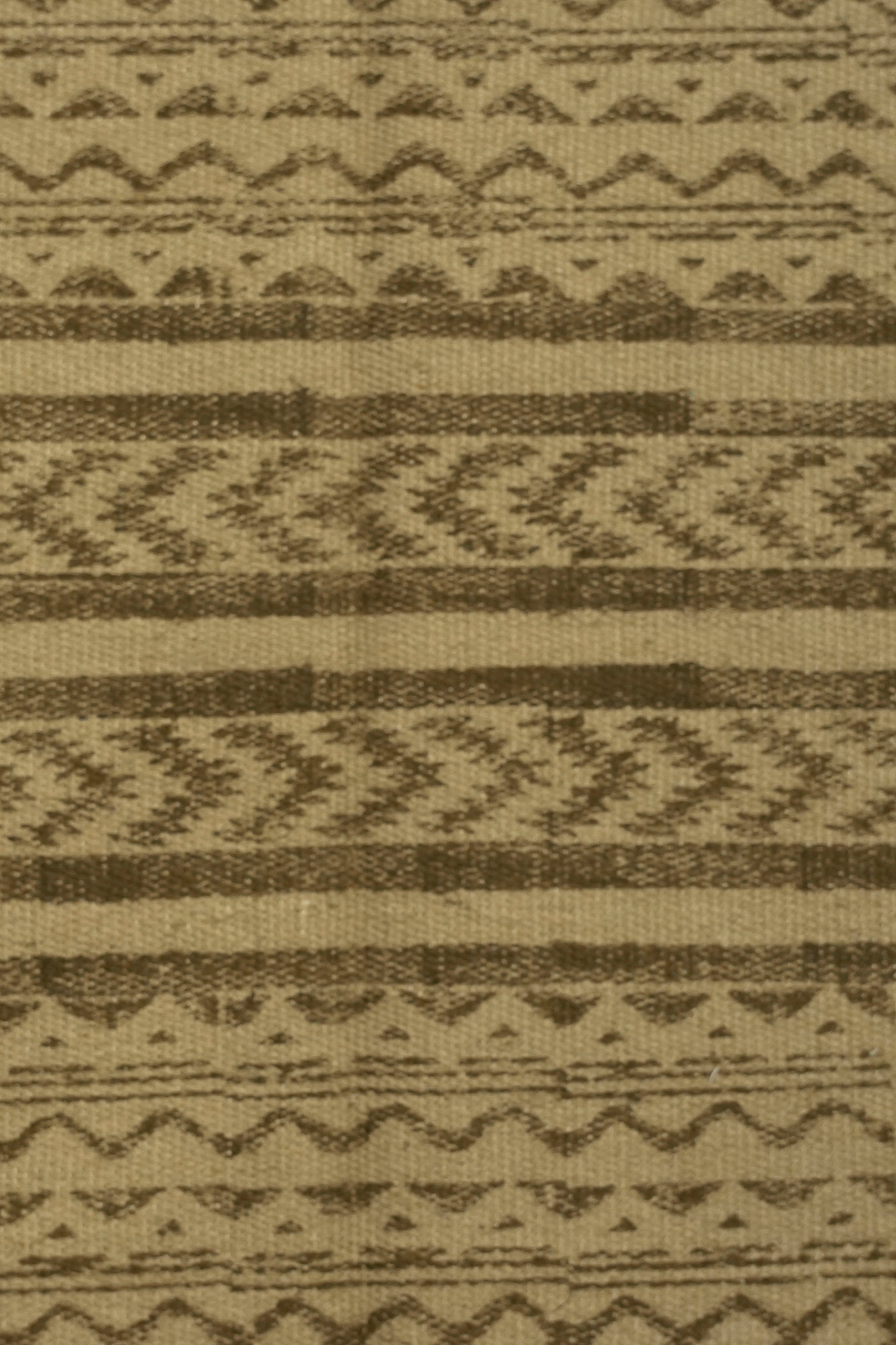 Tribal Stripe Block-Printed Jute Rug – Sand & Brown