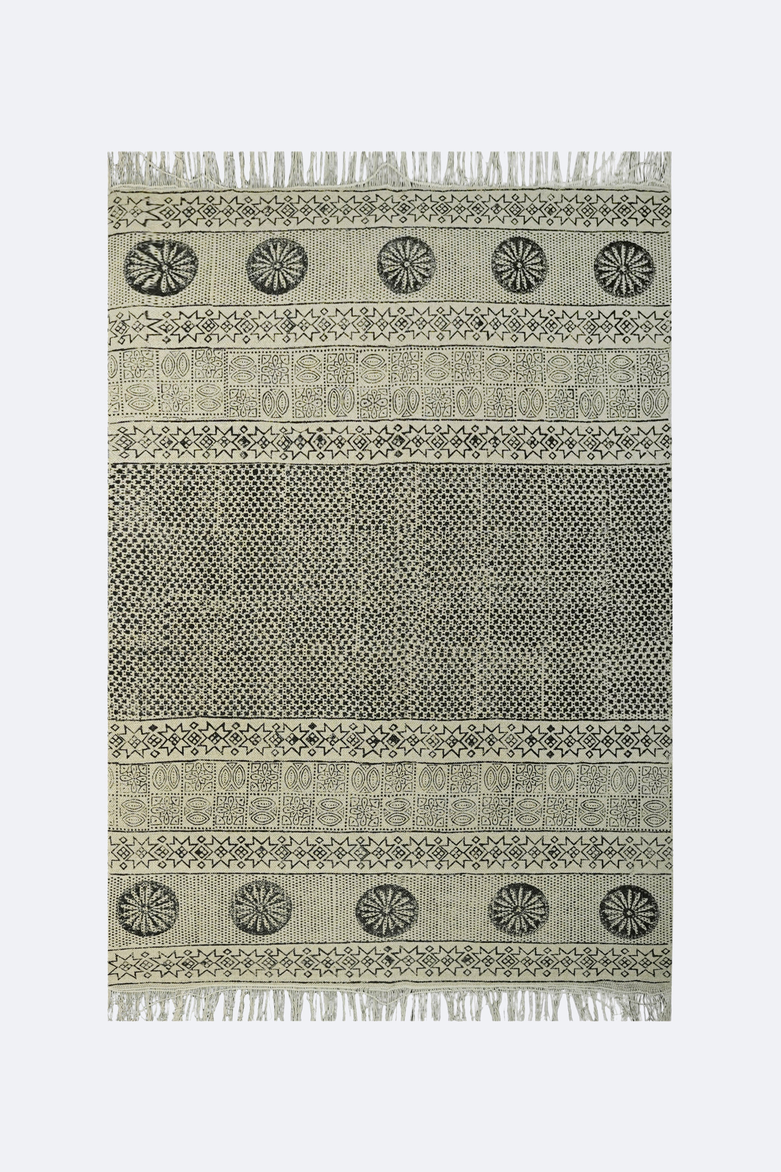 Tribal Medallion Block Printed Jute Rug