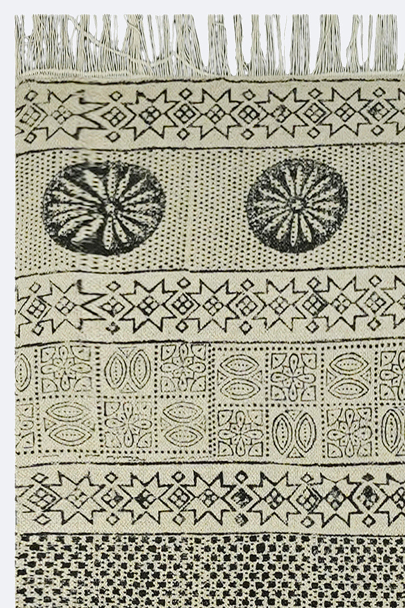 Tribal Medallion Block Printed Jute Rug