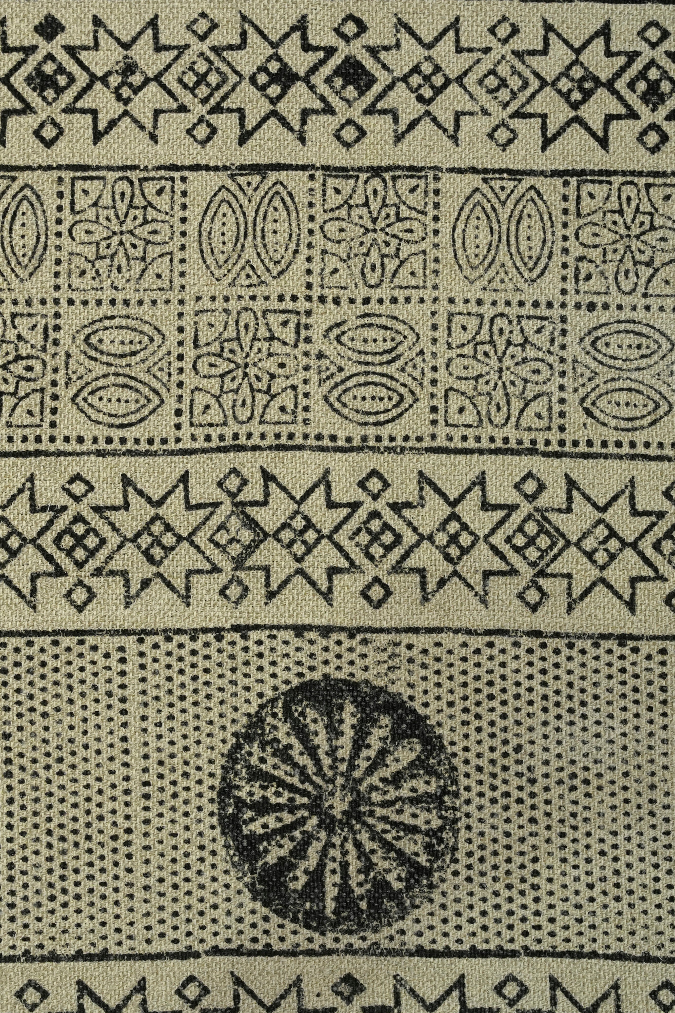 Tribal Medallion Block Printed Jute Rug