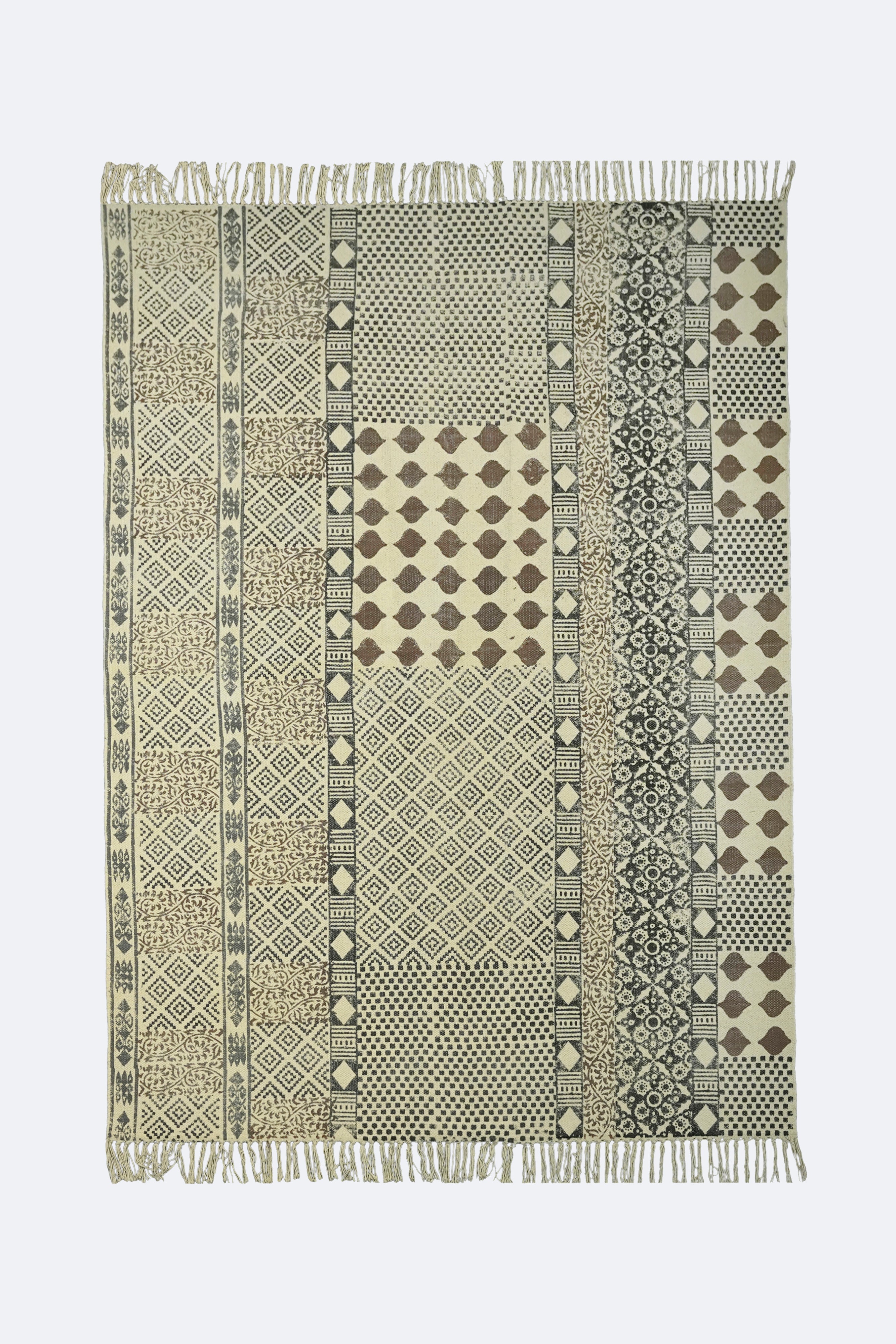 Patchwork Geometric Printed Jute Rug
