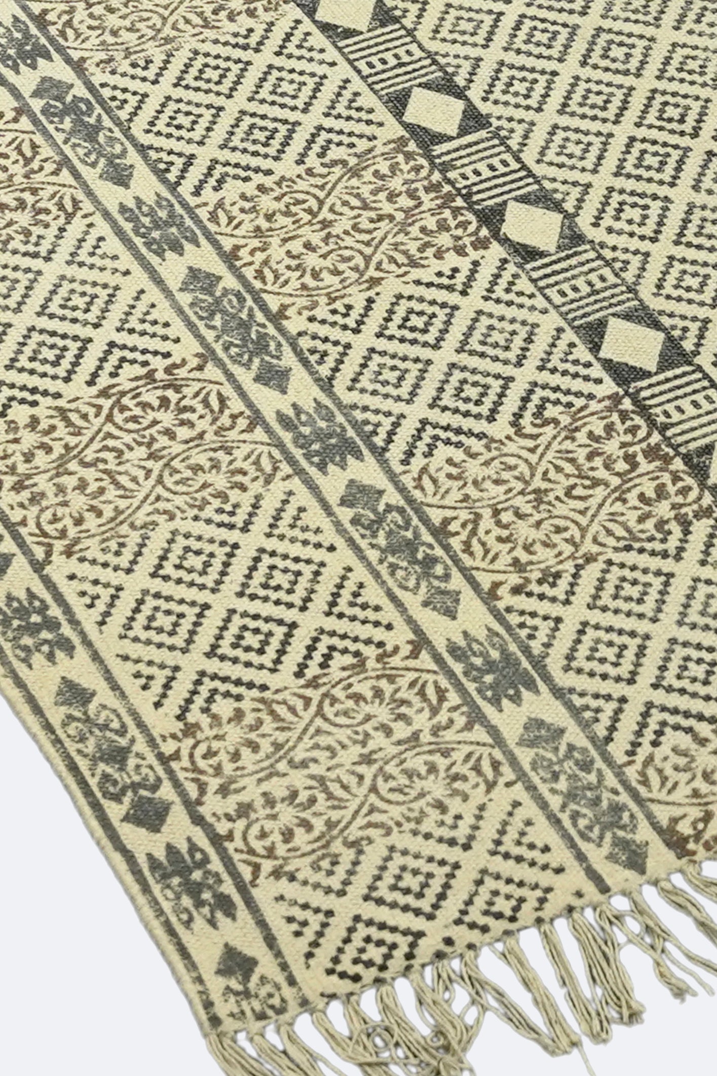 Patchwork Geometric Printed Jute Rug