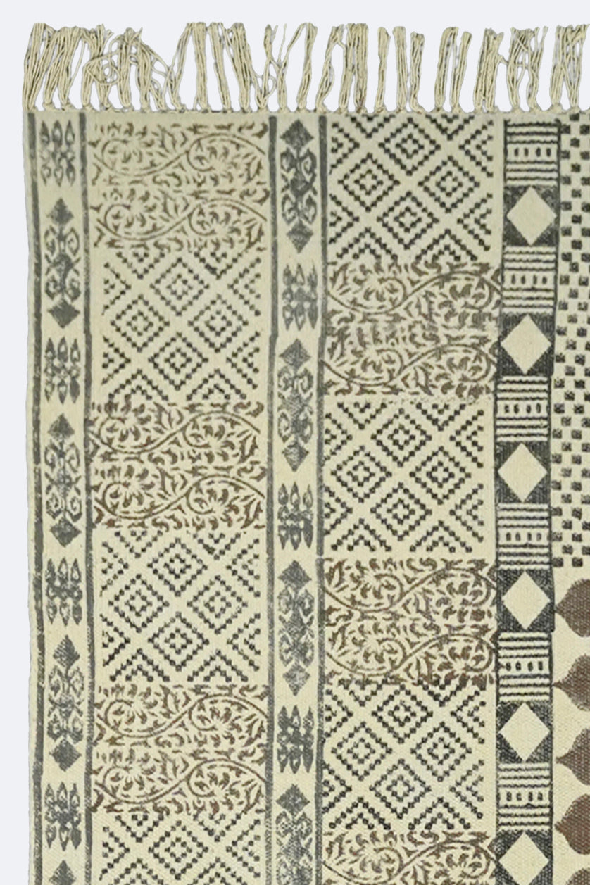 Patchwork Geometric Printed Jute Rug