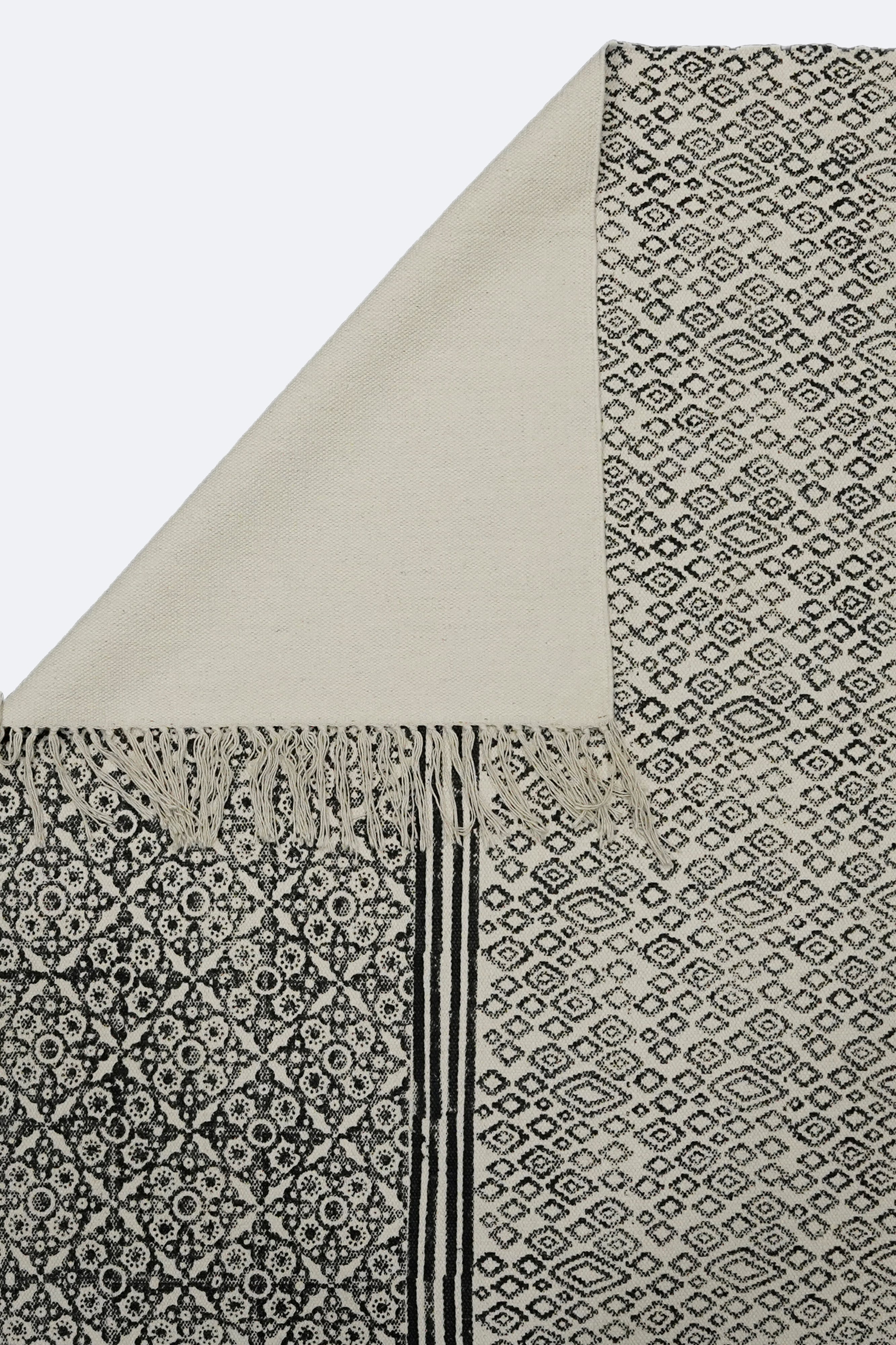 Layered Monochrome Patterned Jute Rug