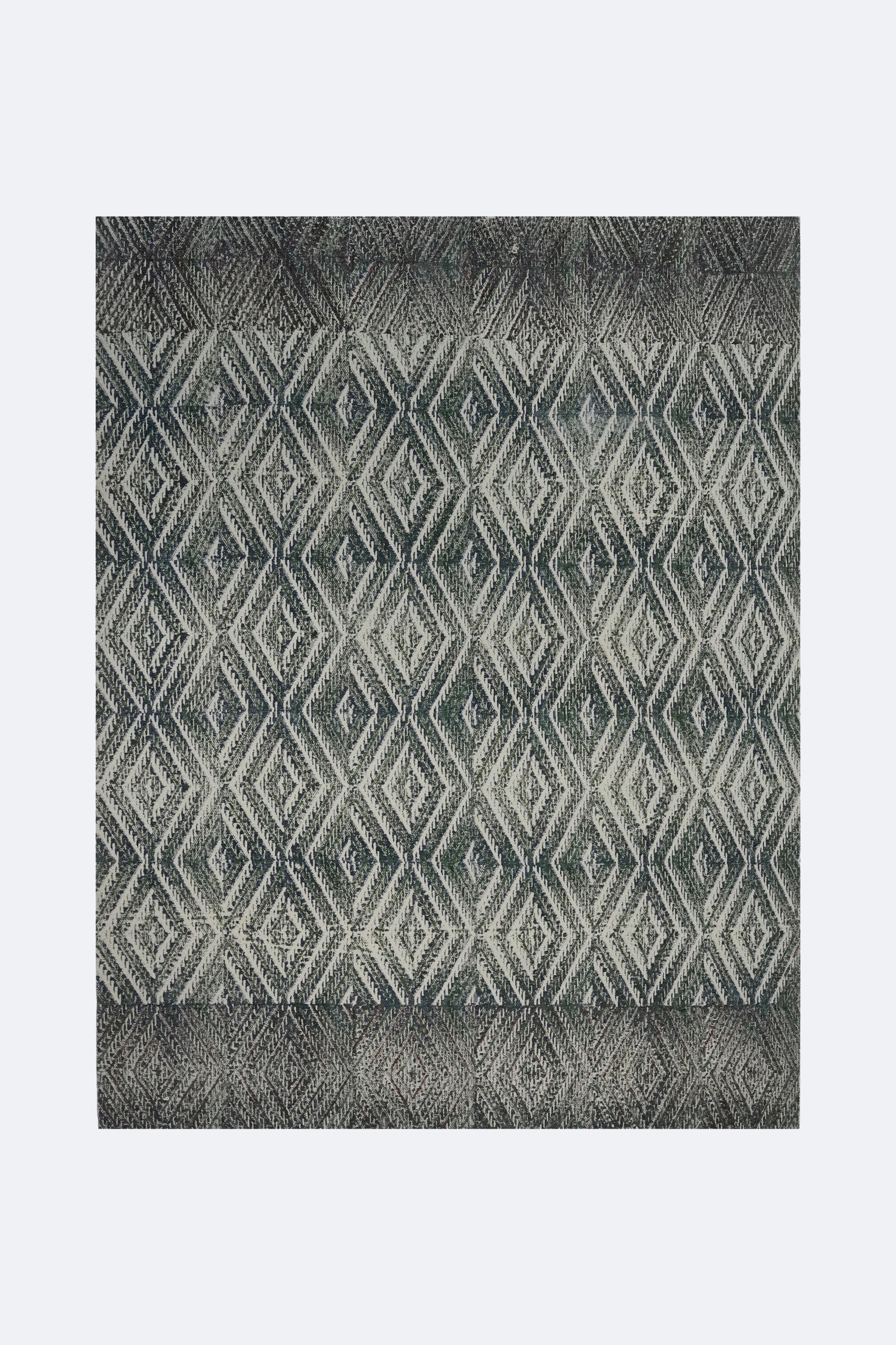 Emerald Diamond Weave Printed Jute Rug