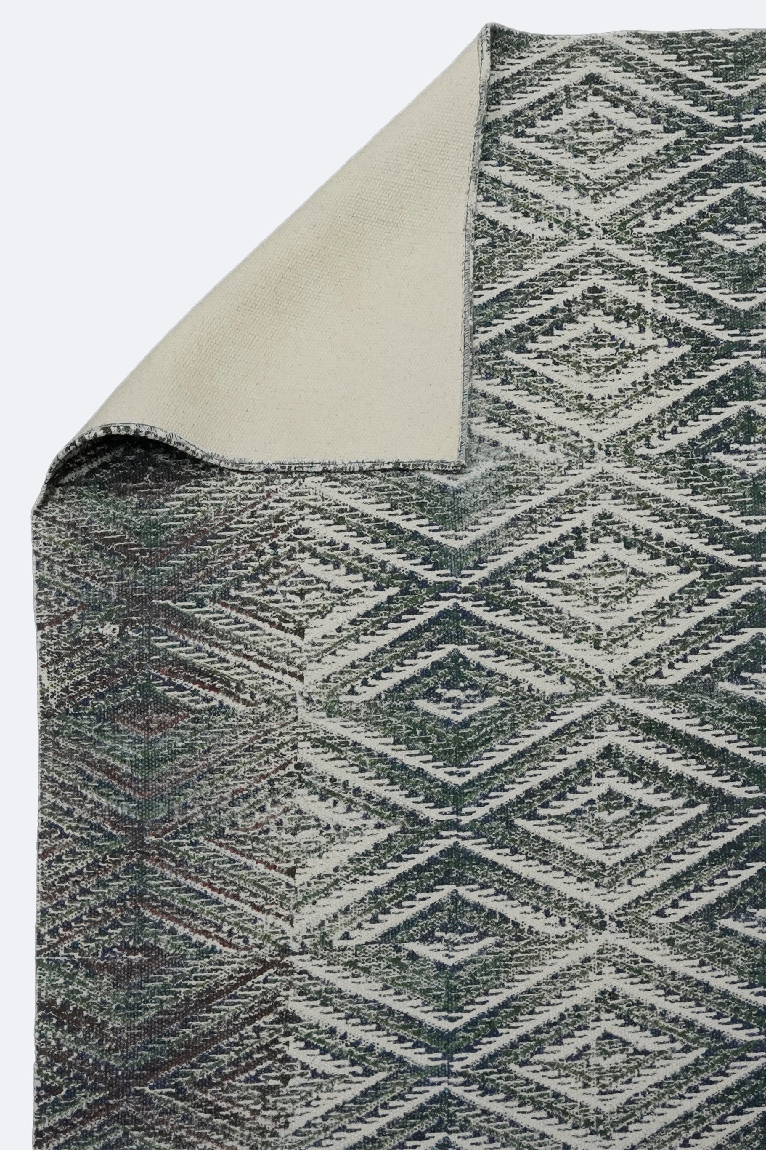 Emerald Diamond Weave Printed Jute Rug