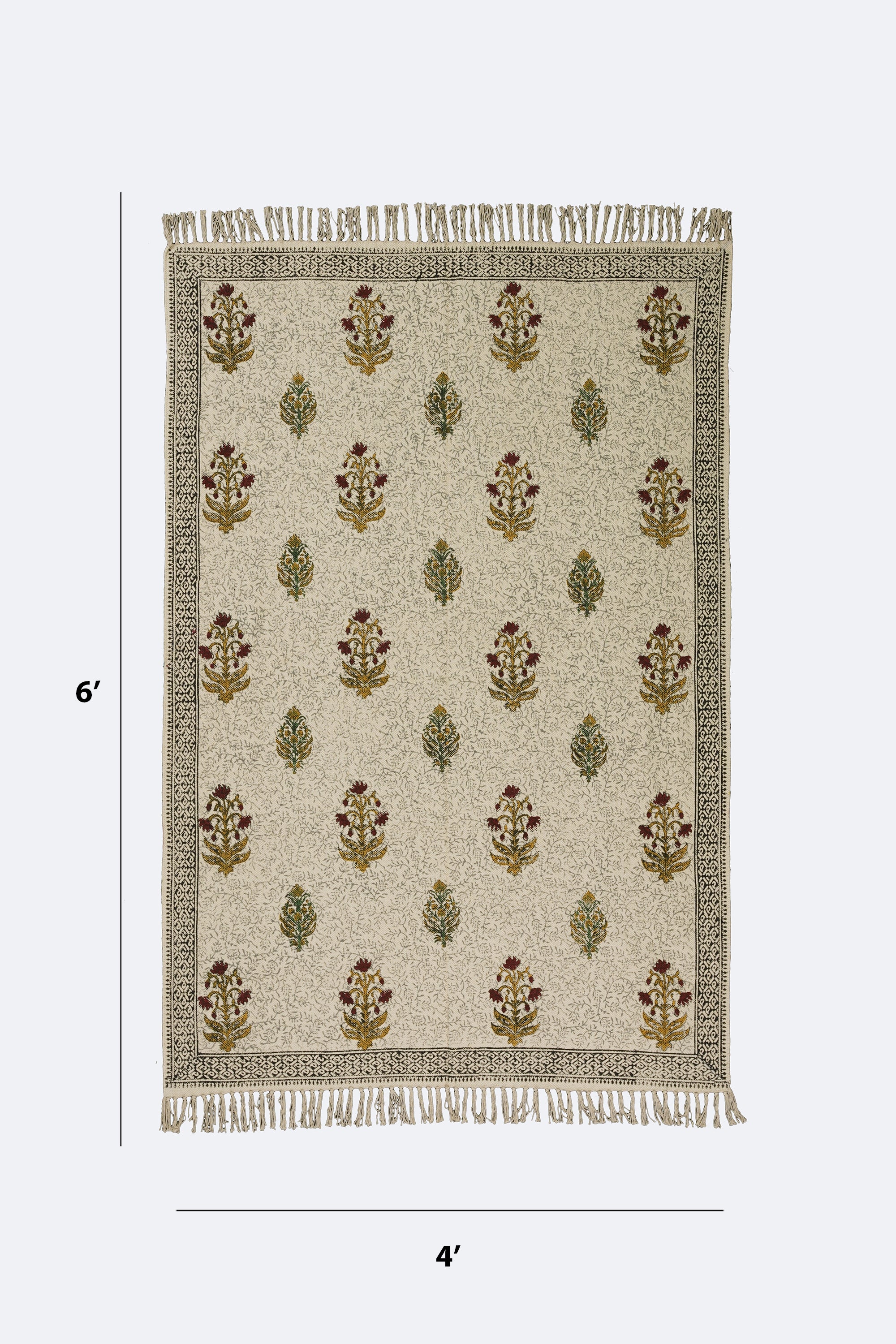 Mughal Tree Block Printed Cotton Rug